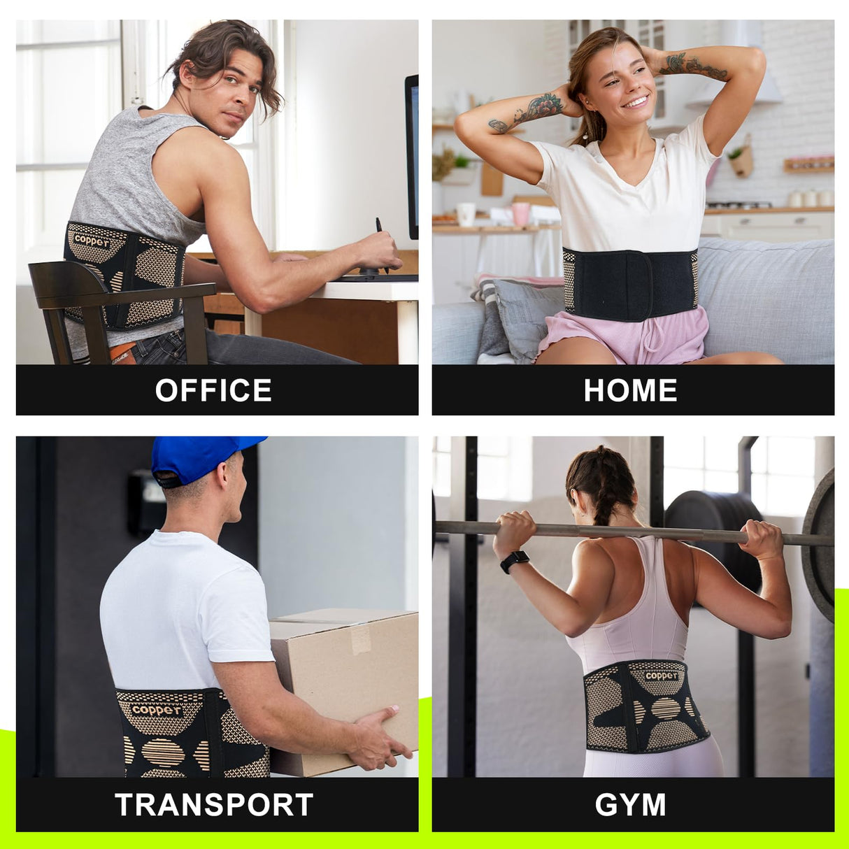 SOLOEVER Copper Back Braces for Lower Back Pain, Breathable Lumbar Support Belt for Men and Women, Lower Back Brace for Herniated Disc, Sciatica, Scoliosis, Heavy Lifting (Black, X-Large)