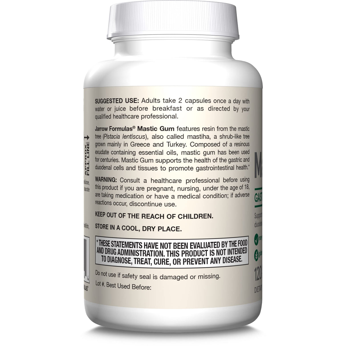 Jarrow Formulas Mastic Gum 1000 mg, Dietary Supplement for Gastrointestinal Health Support, 120 Veggie Capsules, 60 Day Supply
