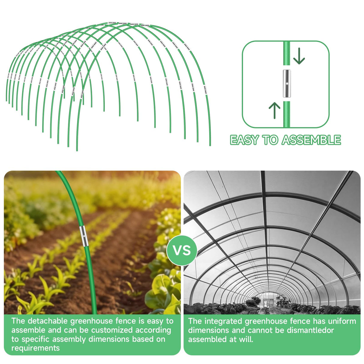 72 Pieces Garden Hoops for Raised Beds Fiberglass Support Greenhouse Hoops