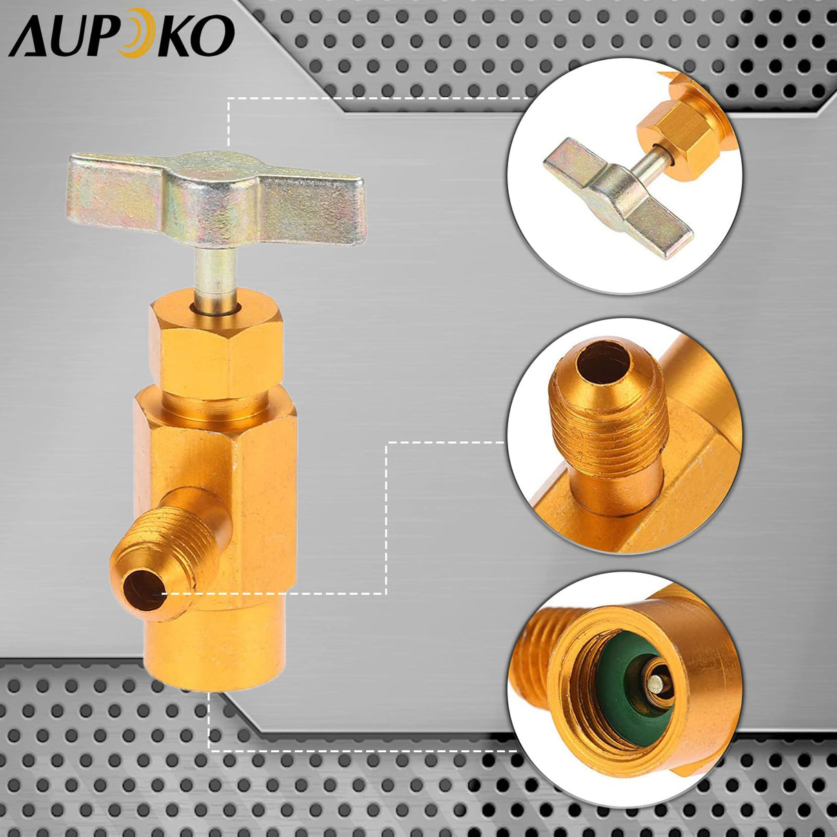 R134A Self-Sealing Can Tap with Right Hand Thread, R134A Valve Tool Bottle Opener with 1/2" Female R-H Thread and 1/4’’ SAE Male Connector, Fits for R134A Automotive Air Conditioning Charging