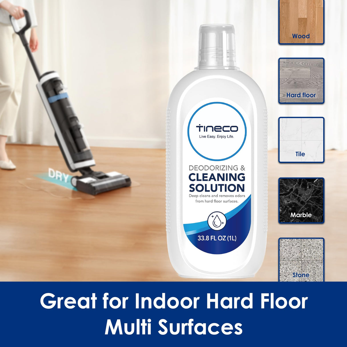 Tineco Floor Cleaning Solution 1L for iFLOOR Series (EXCEPT iFLOOR 5 Steam), FLOOR ONE S3 / S5 / S6 / S7 Series, S9 Artist Pro (EXCEPT S5 Steam / S7 Steam / S9 Artist Steam) Wet Dry Vacuum (33.8 OZ)