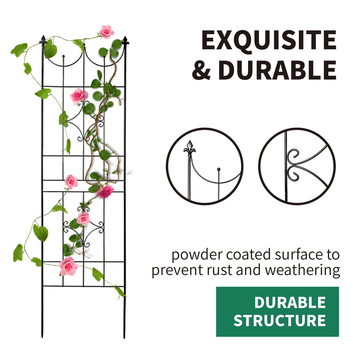 SCENDOR Garden Trellis 70” x 20” for Climbing Plants 6FT Metal Iron Wire Vine Flower Trellises for Outdoor Climbing Plants Support