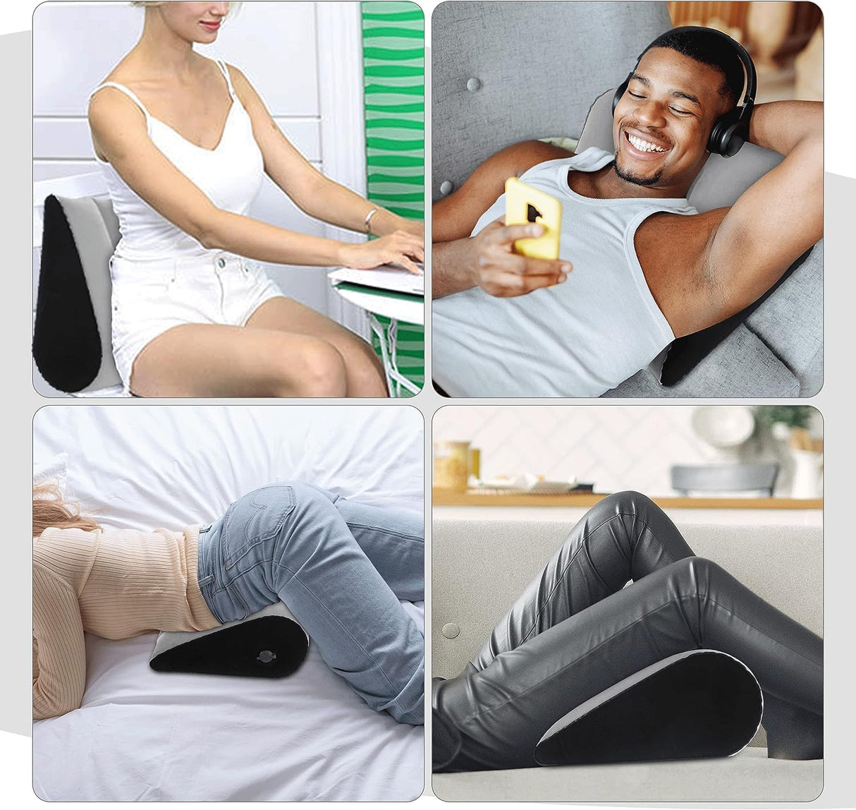 Portable Wedge Pillow Inflatable Cushion - Body Positioners Lightweight Wedge Pillow for Sleeping, Leg Elevation, Use in Bed, Travel, Camping, Fast Inflating Deflation (Grey)