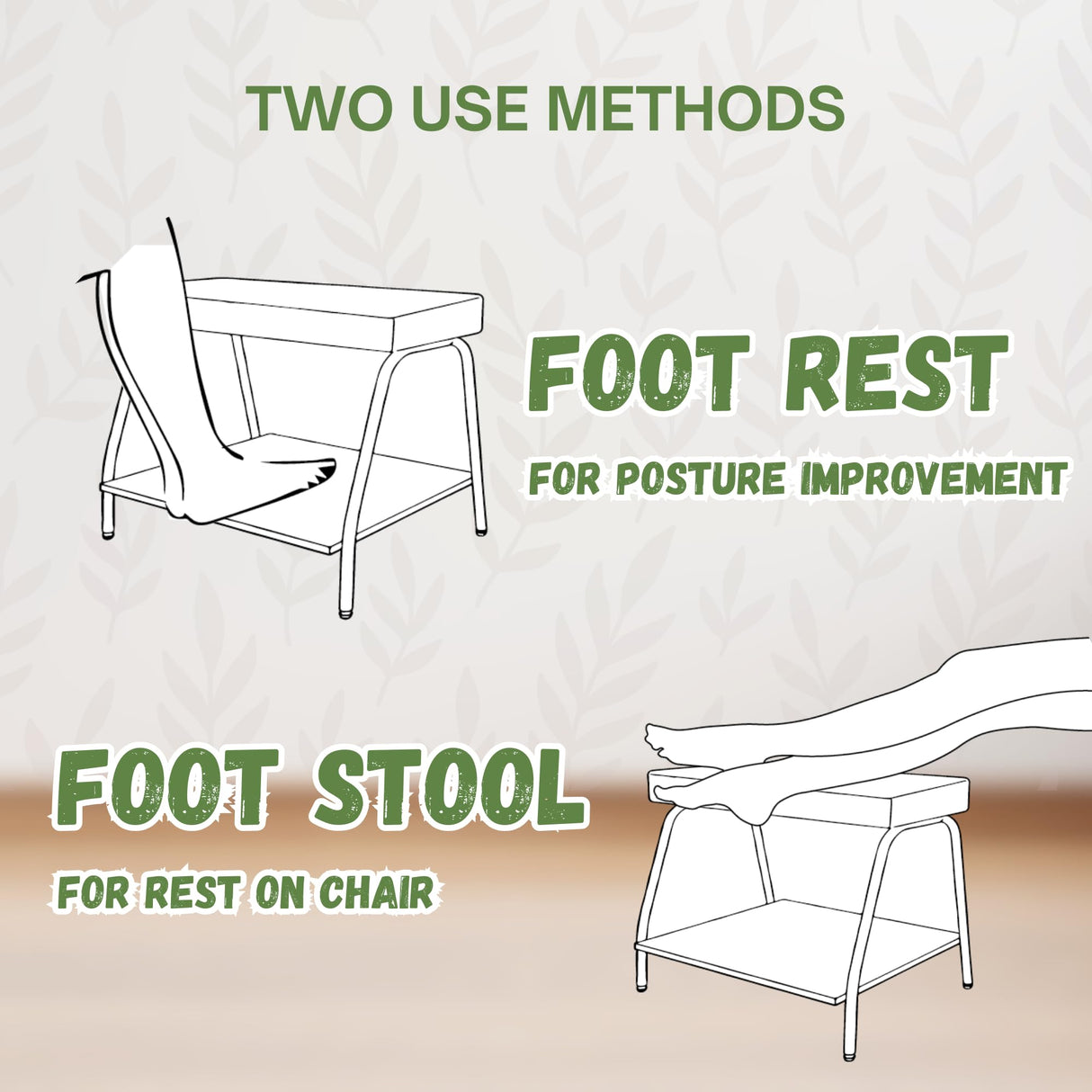 Double Step Footrest Under Desk Versatile Foot Stool Ottoman for Comfortable Desk Work Office Life