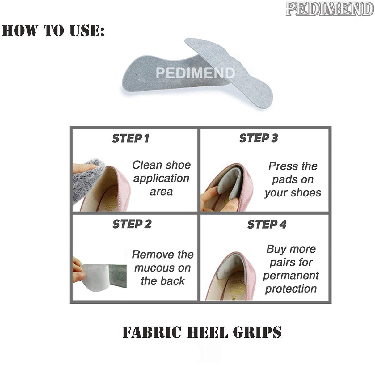 10 Pairs Ultra Soft Leather Heel Grips by Pedimend™ | Shoes Too Big | Eliminates Slipping and Rubbing | Prevent Blisters - Skin Irritation/Soreness | Odor Resistant | Foot Care (Suede Leather