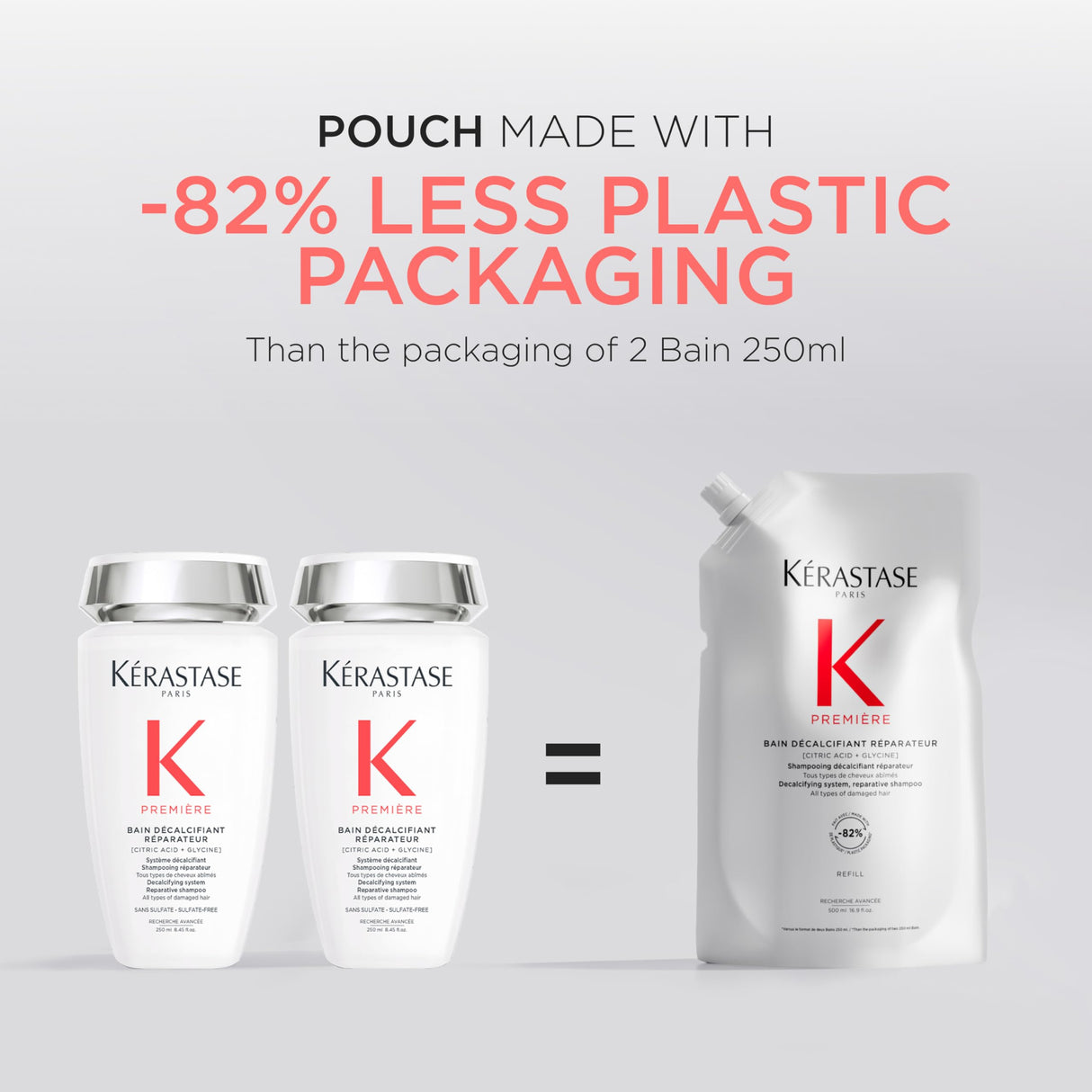 Kerastase Première Bain Décalcifiant Réparateur Refill Shampoo Pouch - Gently Cleanses, Removes Calcium, Repairs & Restores, For Damaged Hair, 500ml