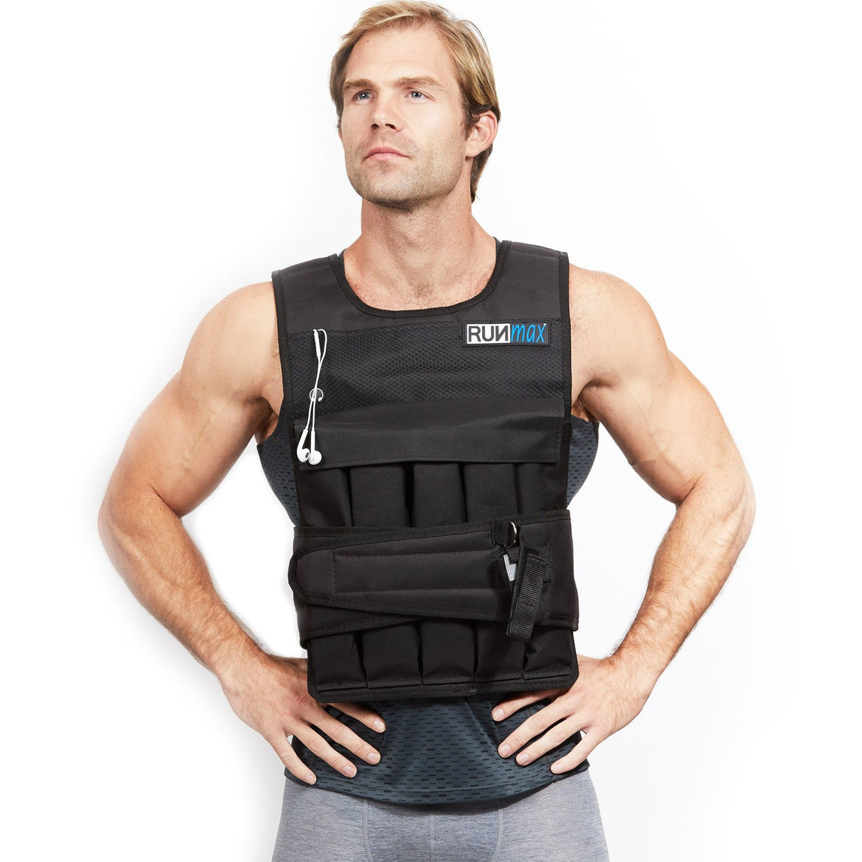 RUNmax Pro Weighted Vest 12lbs/ 20lbs/ 40lbs/ 50lbs/ 60lbs with Shoulder Pads Option (with Shoulder Pads, 60lbs)