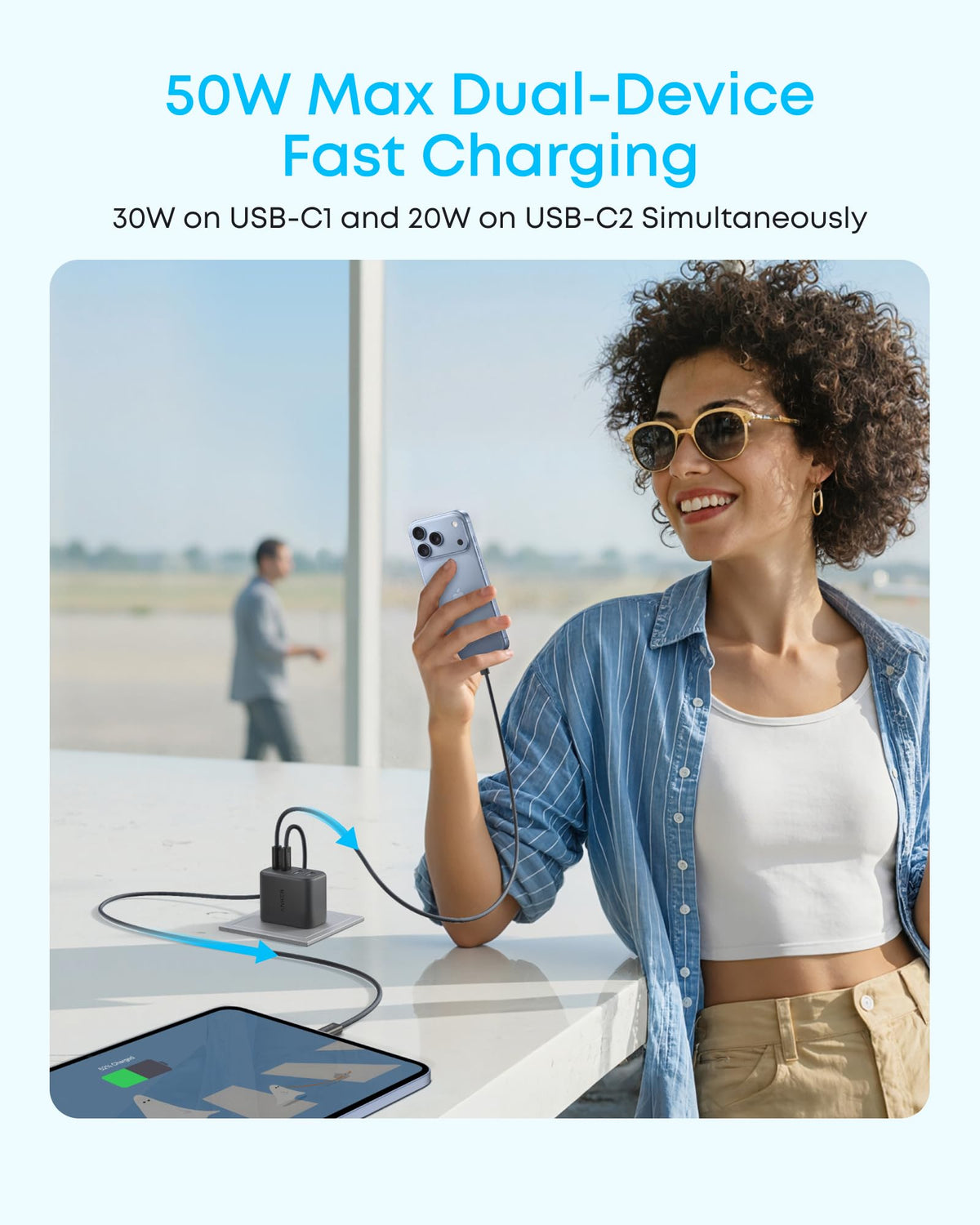 Anker Zolo USB C Charger Block, 50W Max Output Type C Charger Fast Charging