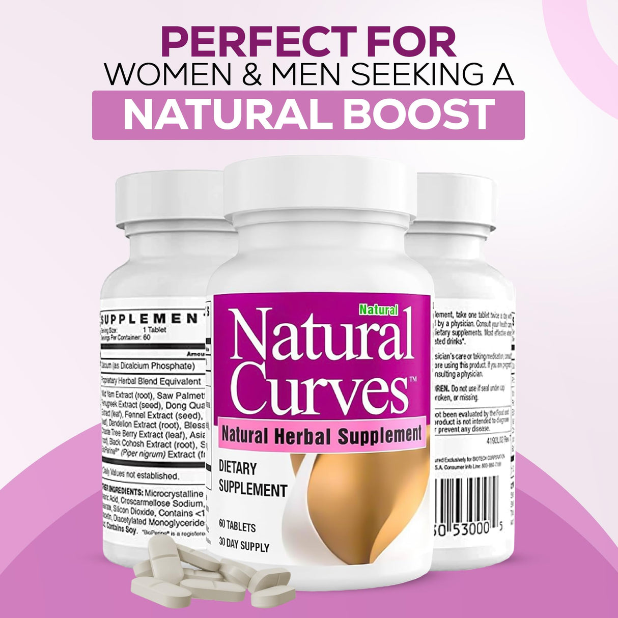 Natural Breast Enhancement Pills for Women & Men – Vegan Herbal Supplement for Fuller, Firmer, Perkier Breasts – Fast-Acting Bust Enhancer with Saw Palmetto – 60 Plant-Based Capsules