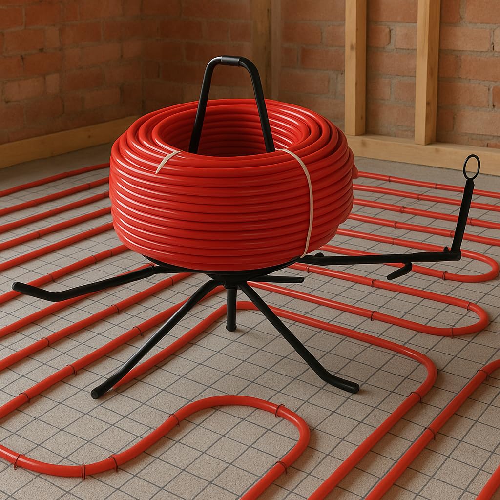 Kudos-Trading - Water Underfloor Heating Pipe Decoiler De-Coiler Fits 200m 300m 400m & 500m Coils of Pert-al-pert Pex-al-pex Pex & Pert Pipe for Easy Fitting of UFH Systems.