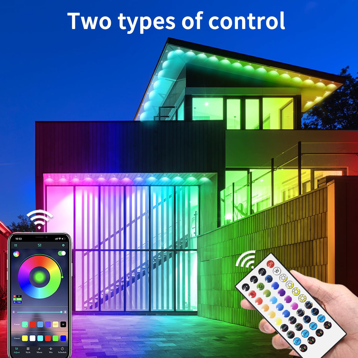 Yocrostar 300ft Permanent Outdoor Light,RGB Eaves Lights with App Control Remote,DIY IP67 Waterproof Under Eave Lighting,Outside led Lights for House,Party,Christmas Decorations(2 Rolls 150FT)