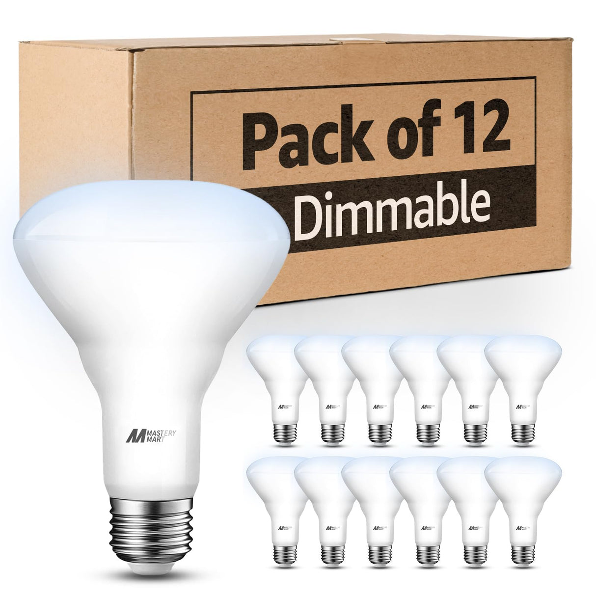 MASTERY MART 12 Pack BR30 LED Light Bulb, E26 Led Bulb 65 watt, 5000K Daylight 10W Dimmable 700 Lumen,Recessed Wide Flood Light Bulb for Indoor Kitchen Ceiling