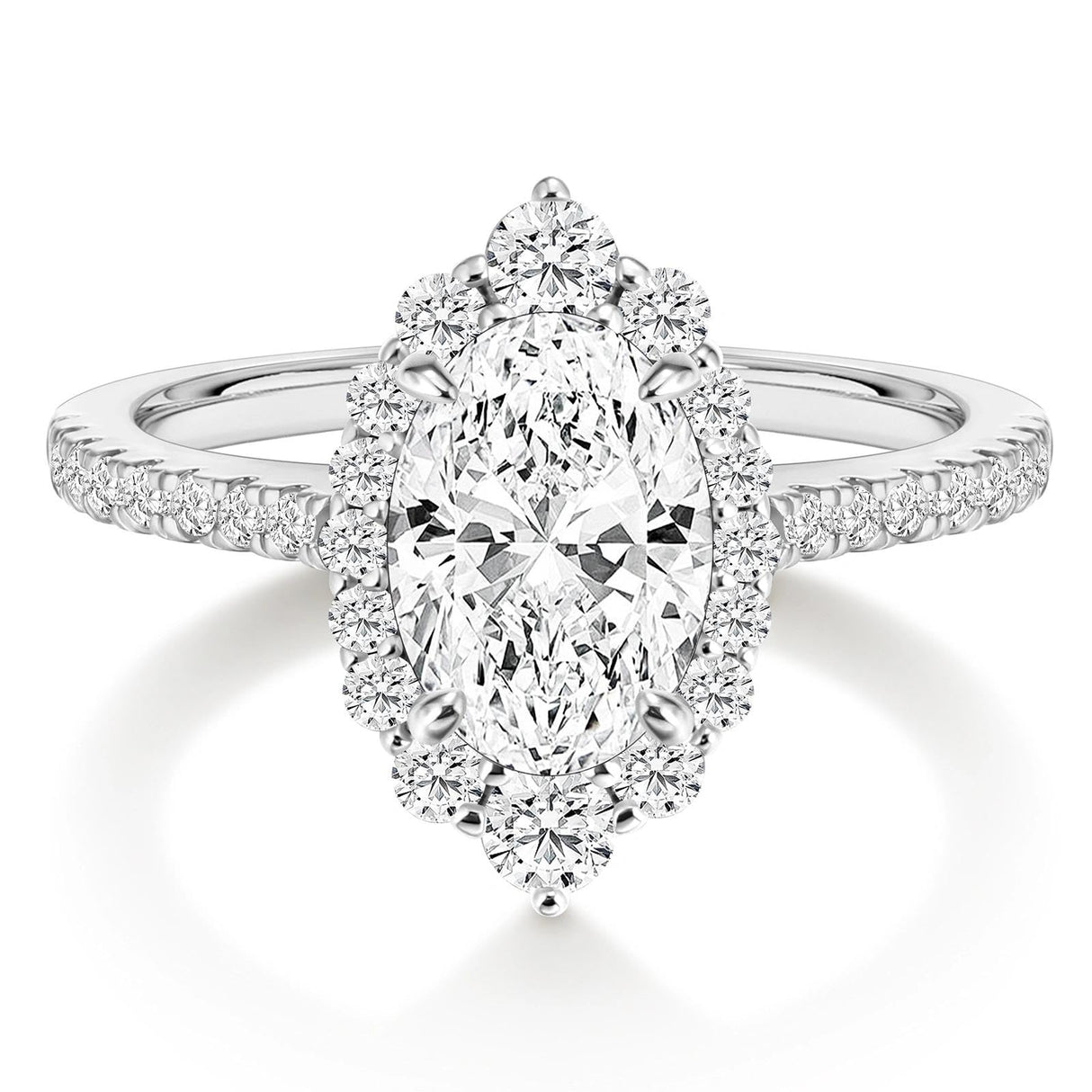 EAMTI 3CT Engagement Rings Oval Cut Cubic Zirconia CZ Wedding Promise Rings for Her Wedding Bands for Women Travel Silver Ring White Gold Plated Size 9
