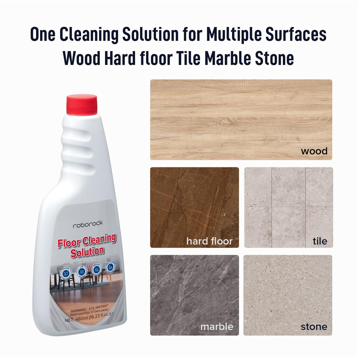 roborock Official Floor Cleaning Solution, Floor Cleaner for Hardwood Tile Hardfloor, Compatible Robot Vacuums with Mopping and Wet Dry Vacuum, 16.2 FL OZ, Dilution Ratio 1:200