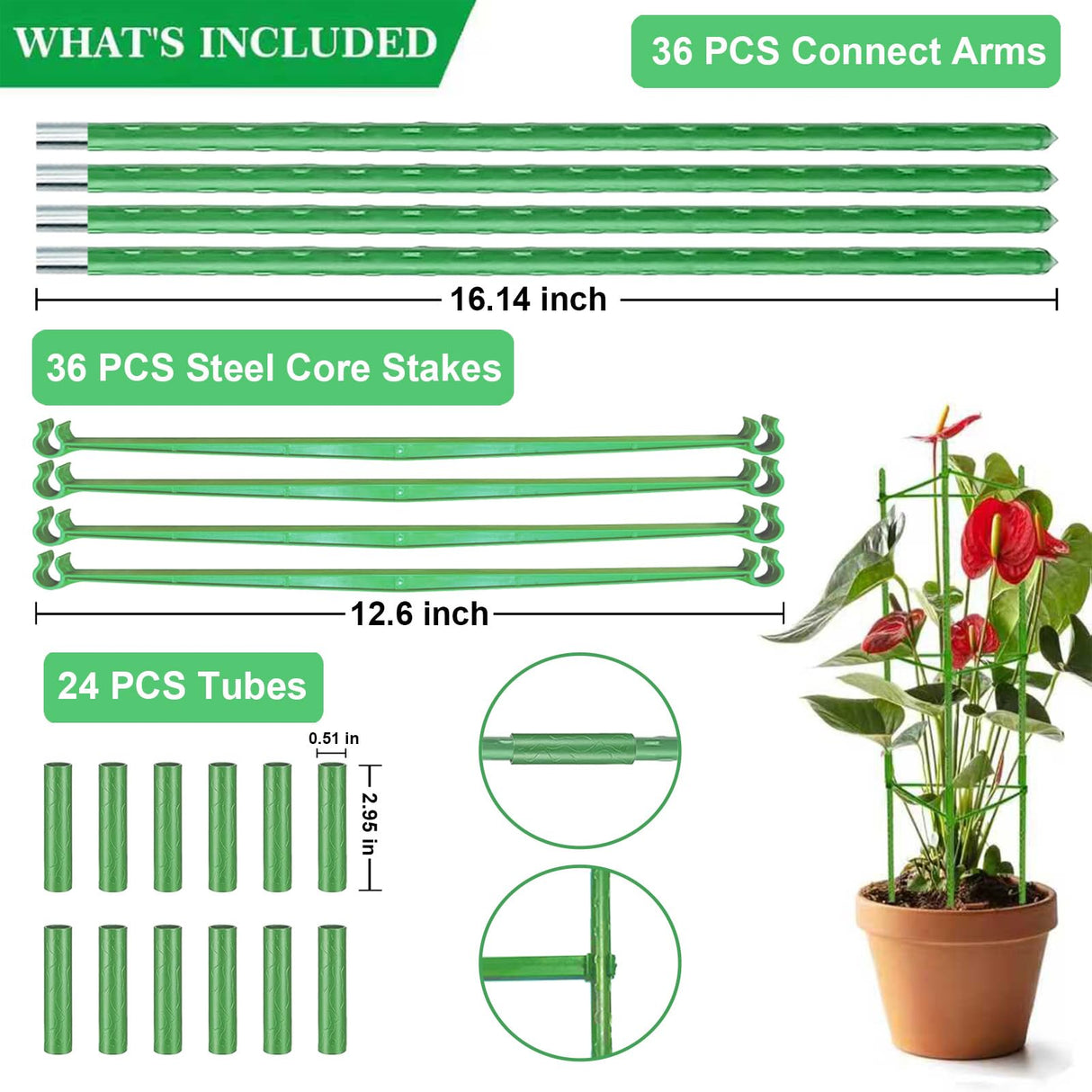 Yongblus 4Pack Tomato Cage for Garden, Up to 48inch Plant Support Stakes