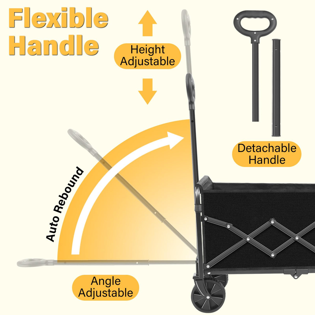 Collapsible Wagons Carts Foldable, 360Lbs Foldable Wagon with Wheels