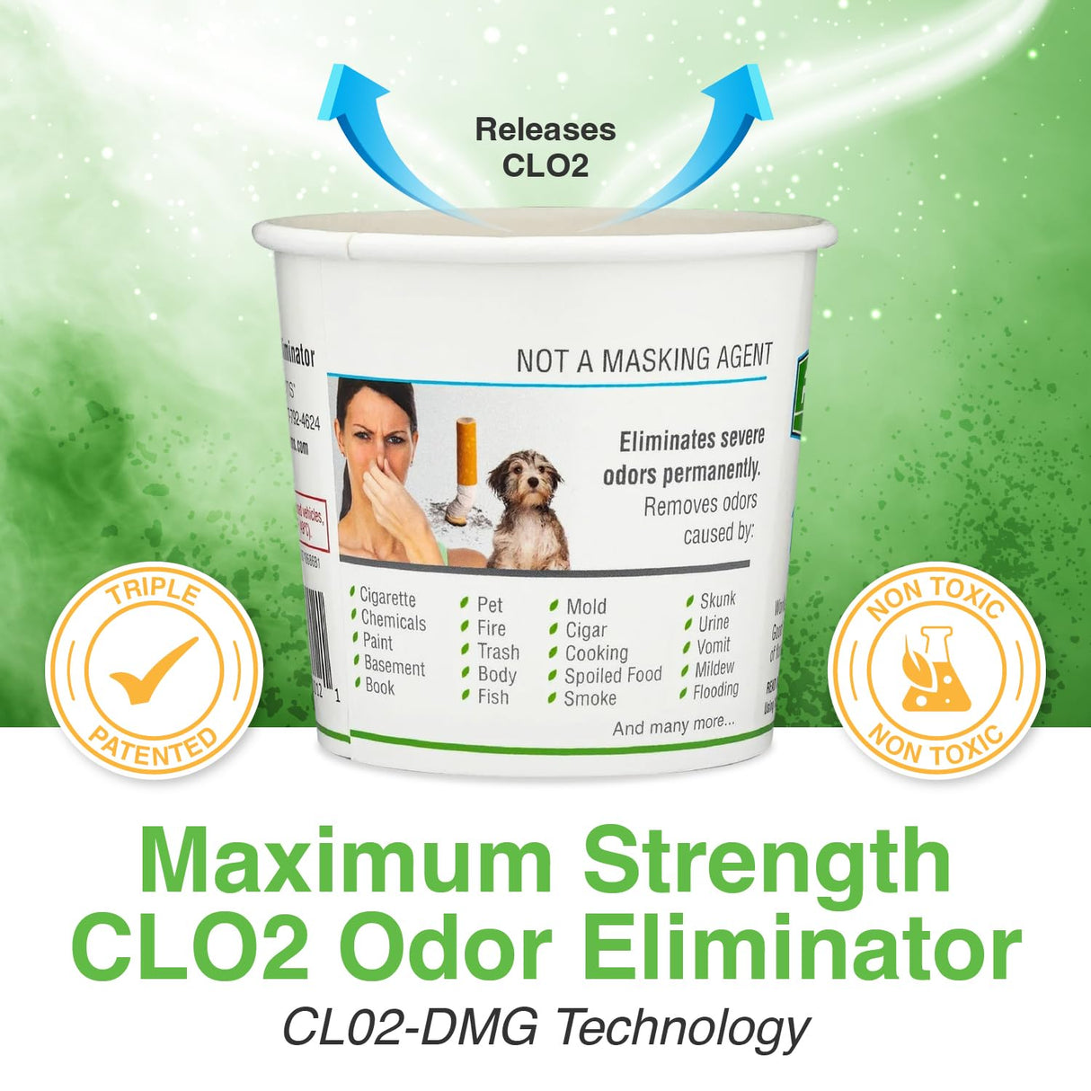 Biocide Systems Room Shocker Strong Odor Eliminator for Home & Office, Eco-Friendly Chlorine Dioxide Odor Bomb for House Interior Up to 400 Square Feet of Floor Space (4-Pack)
