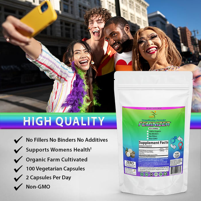 Feminizer Herbal Supplement – Pueraria Mirifica 1000mg, 100 Veggie Capsules – Natural Plant Extract