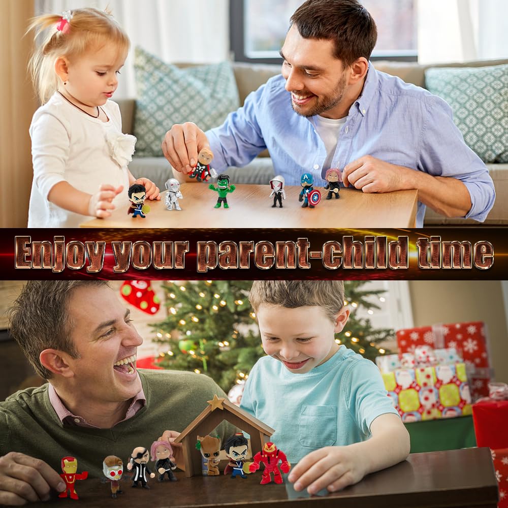 DLOCVN Mini Superhero Toys, 26PCS Minifigures Small Action Figures Superhero Party Birthday Decorations for Kids’ Christmas Stocking, Easter Eggs Cake Toppers Collectibles