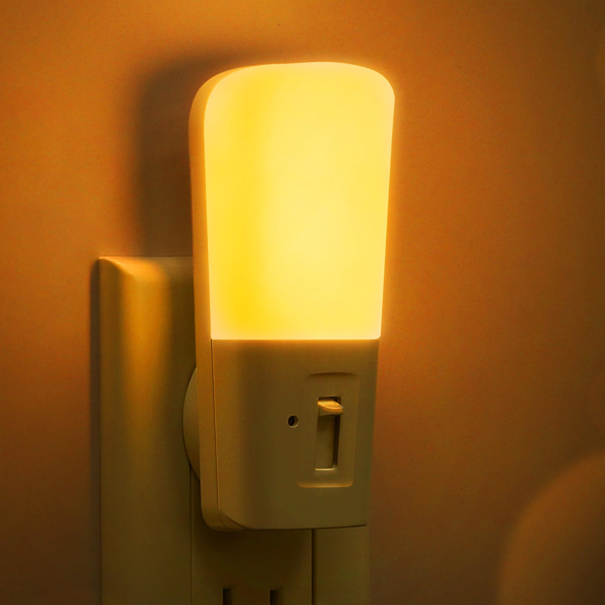 LOHAS-LED Amber Night Light, Dimmable Plug in Night Light with Light Sensor, Yellow Kids Nightlights, 5-80LM Sleep Light for Nursery, Bedroom, Bathroom, Hallway, Stairway, 2Pack