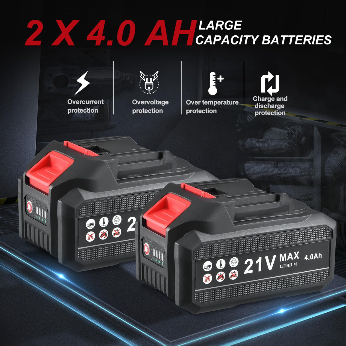 AOBEN Cordless Angle Grinder 4-1/2 inch, 21V Battery Grinder Kit, Power Electric Cut Off Tool, Brushless Motor, 2x4.0Ah Battery & Charger, for Metal Cutting, Grinding, Polishing