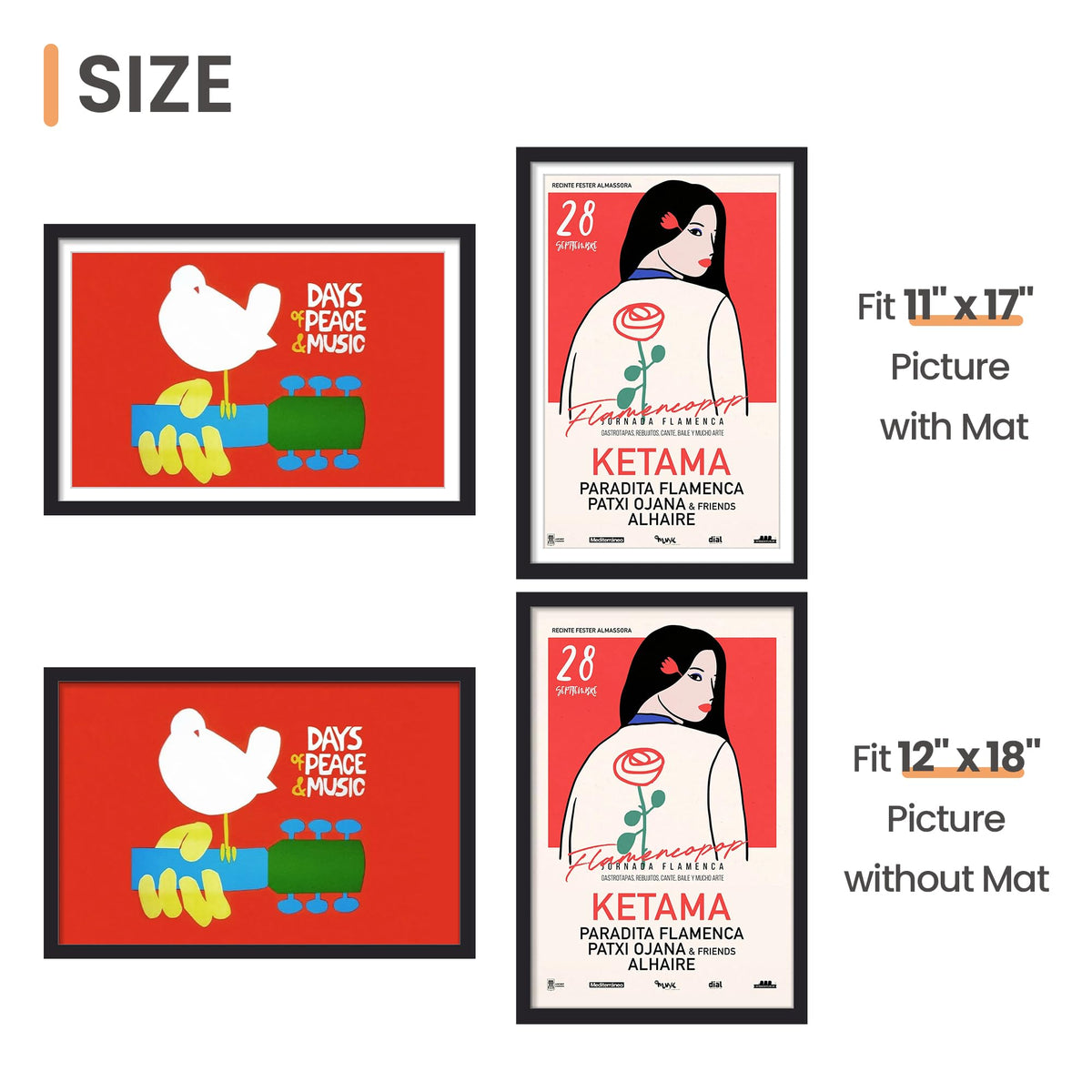 upsimples 12x18 Picture Frame, Gallery Wall Frames Set of 5, Black