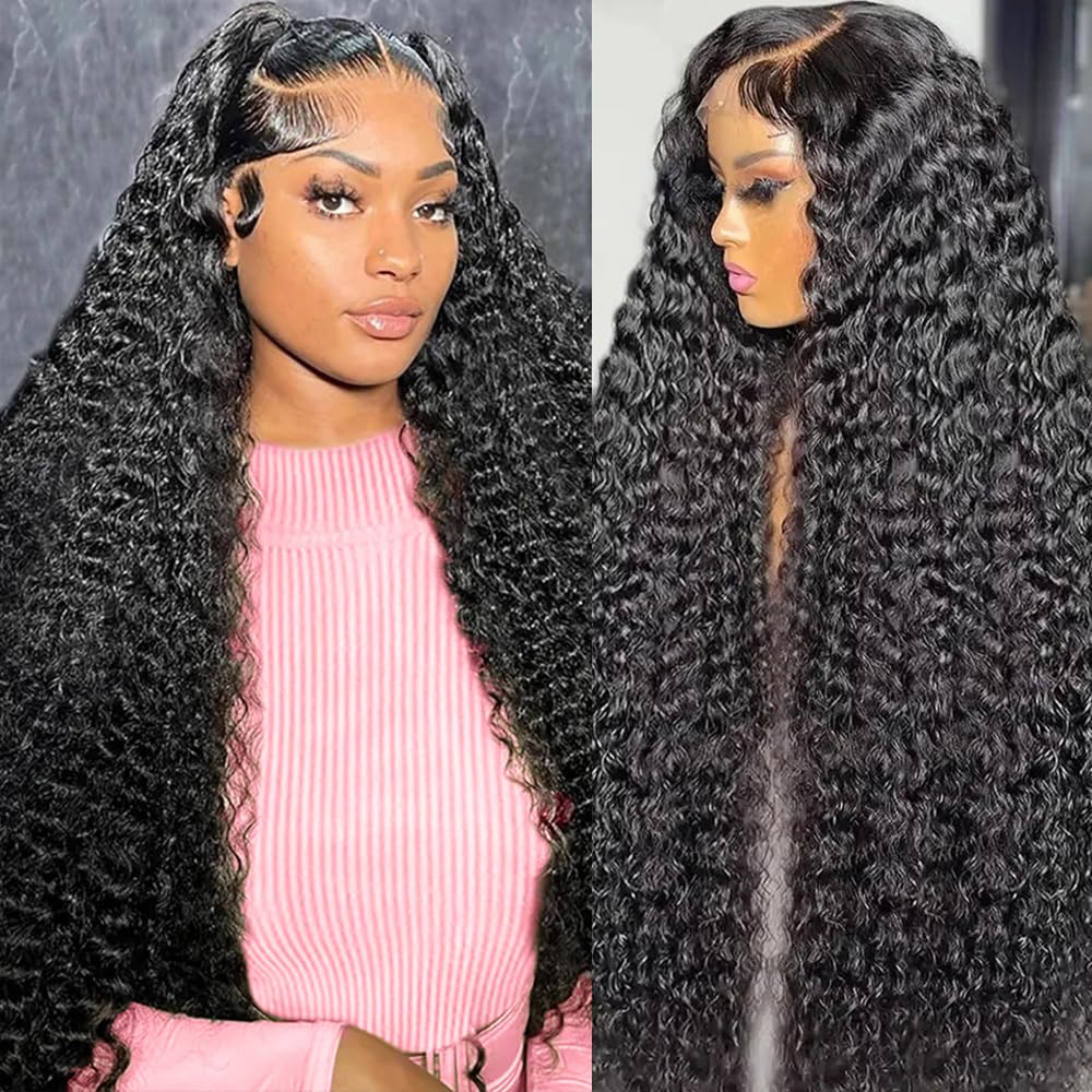 GARAXIS 250% Density 13X6 30 Inch Deep Wave Lace Front Wigs Human Hair Curly Wig Wet and Wavy HD Lace Front Wig Pre Plucked Frontal Wigs