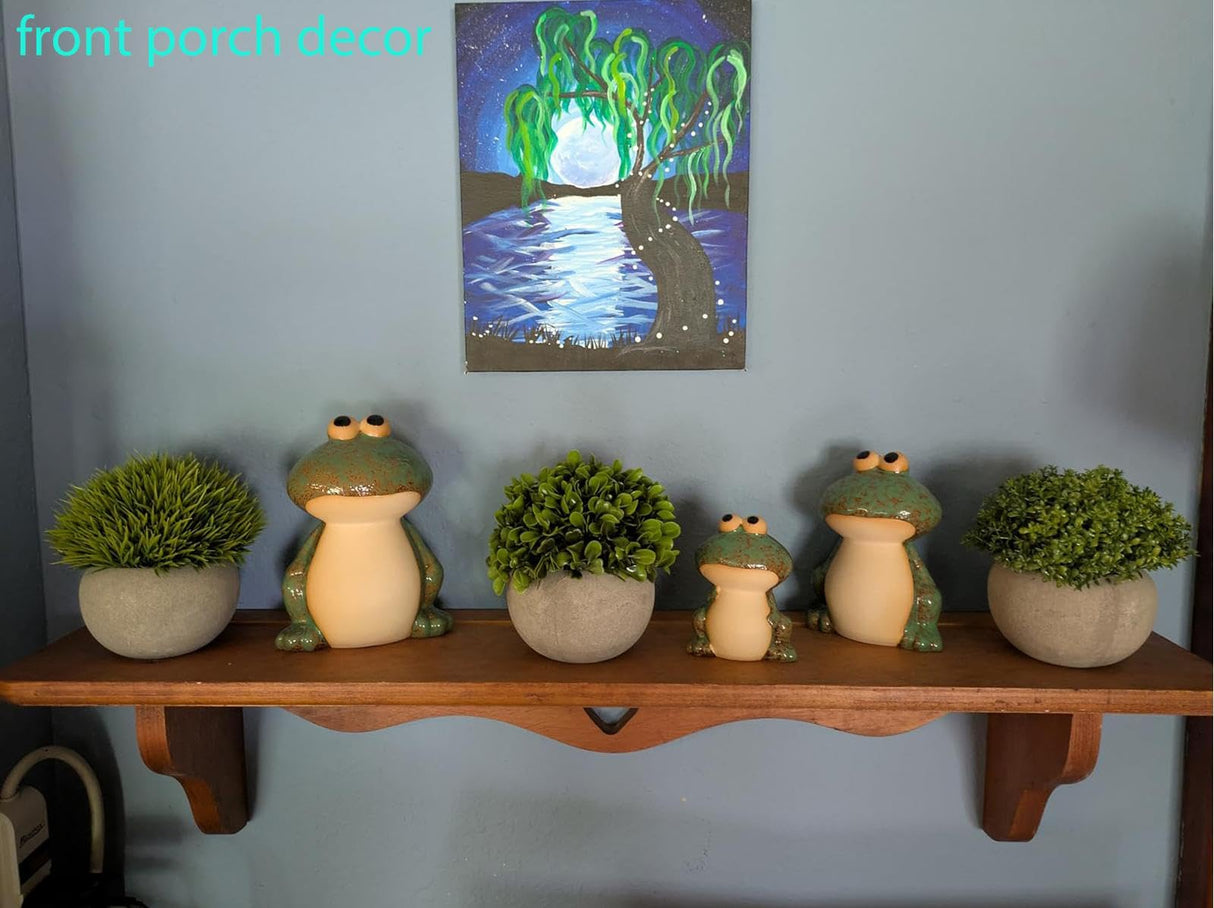 DIY Hub Ceramic Frog Garden Decor Set of 3 - Funny Cute Frog Lawn Ornaments, Outdoor Pond Patio Statues for Yard, Front Porch, Backyard Decor (Dad, Mom & Baby Frogs)