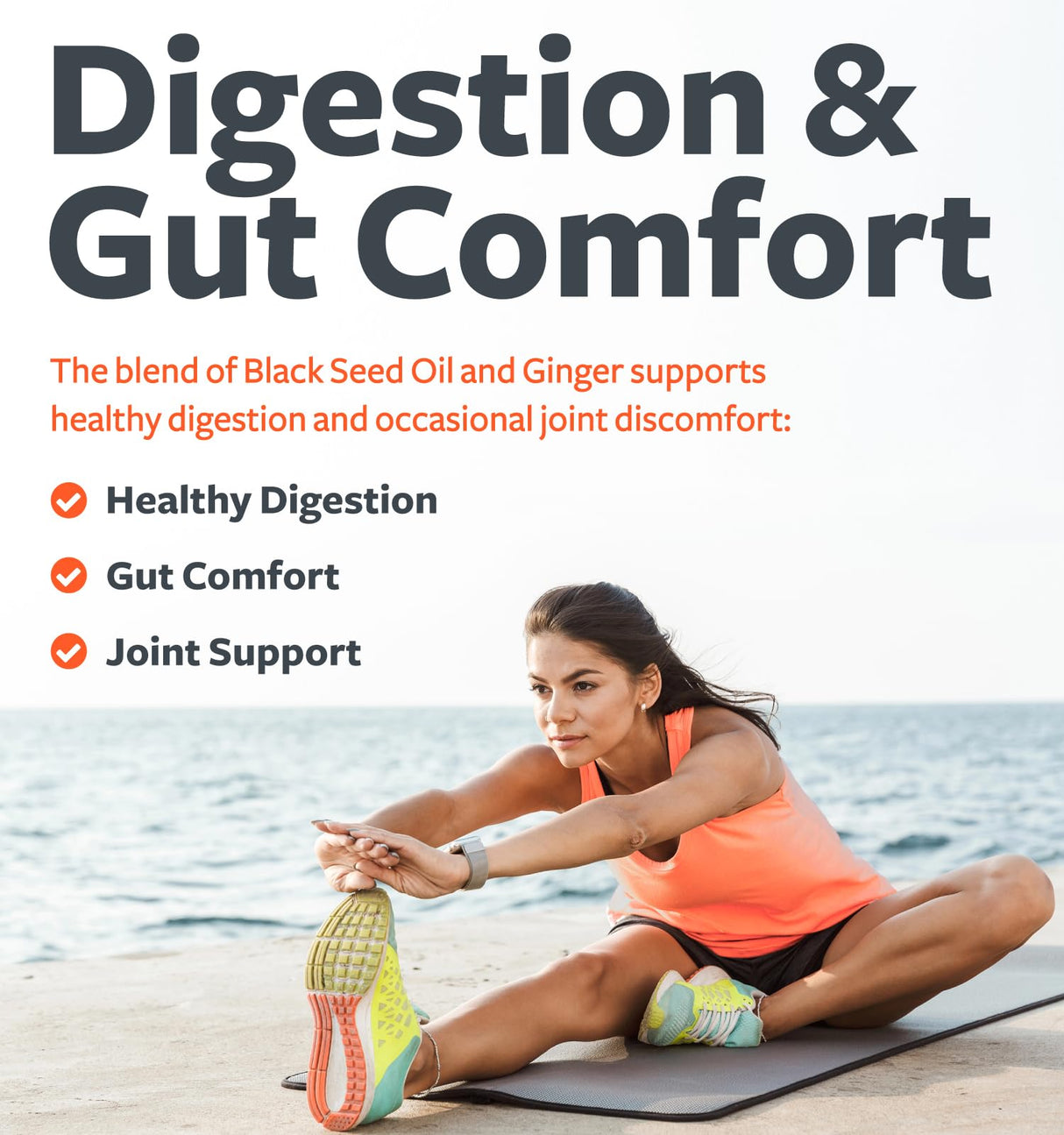 Cold-Pressed Black Seed Oil Capsules - Vegan Non-GMO Nigella Sativa Black Seed Oil Supplement with Ginger Extract for Wellness & Digestive Health Support - Gingerol & Thymoquinone-Rich (1 Month)