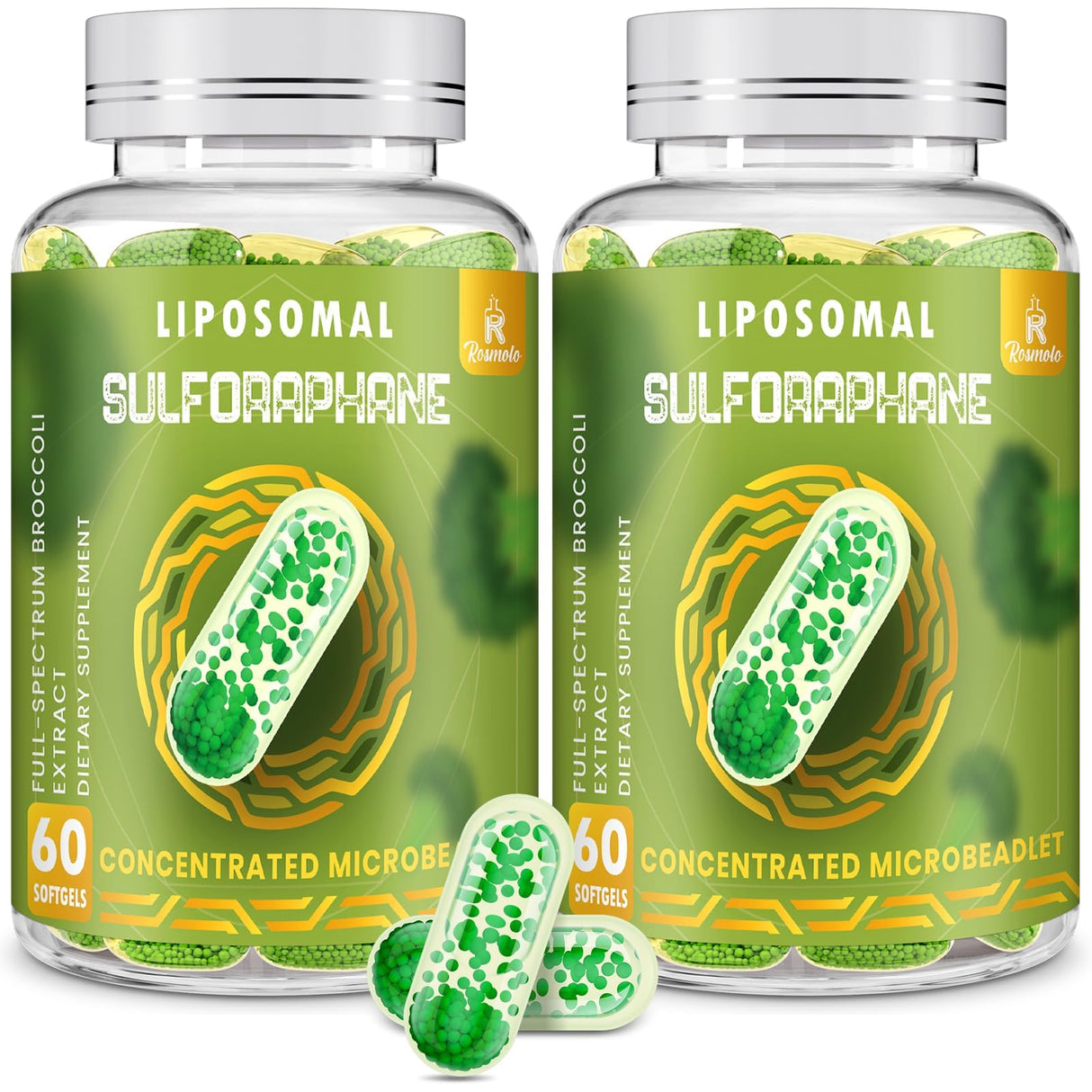 800 MG Liposomal Sulforaphane, Powerful Dual-Delivery for Maximum Absorption & Potency, Full-Spectrum Broccoli Extract, Antioxidant & Liver Supplement, 120 Softgels