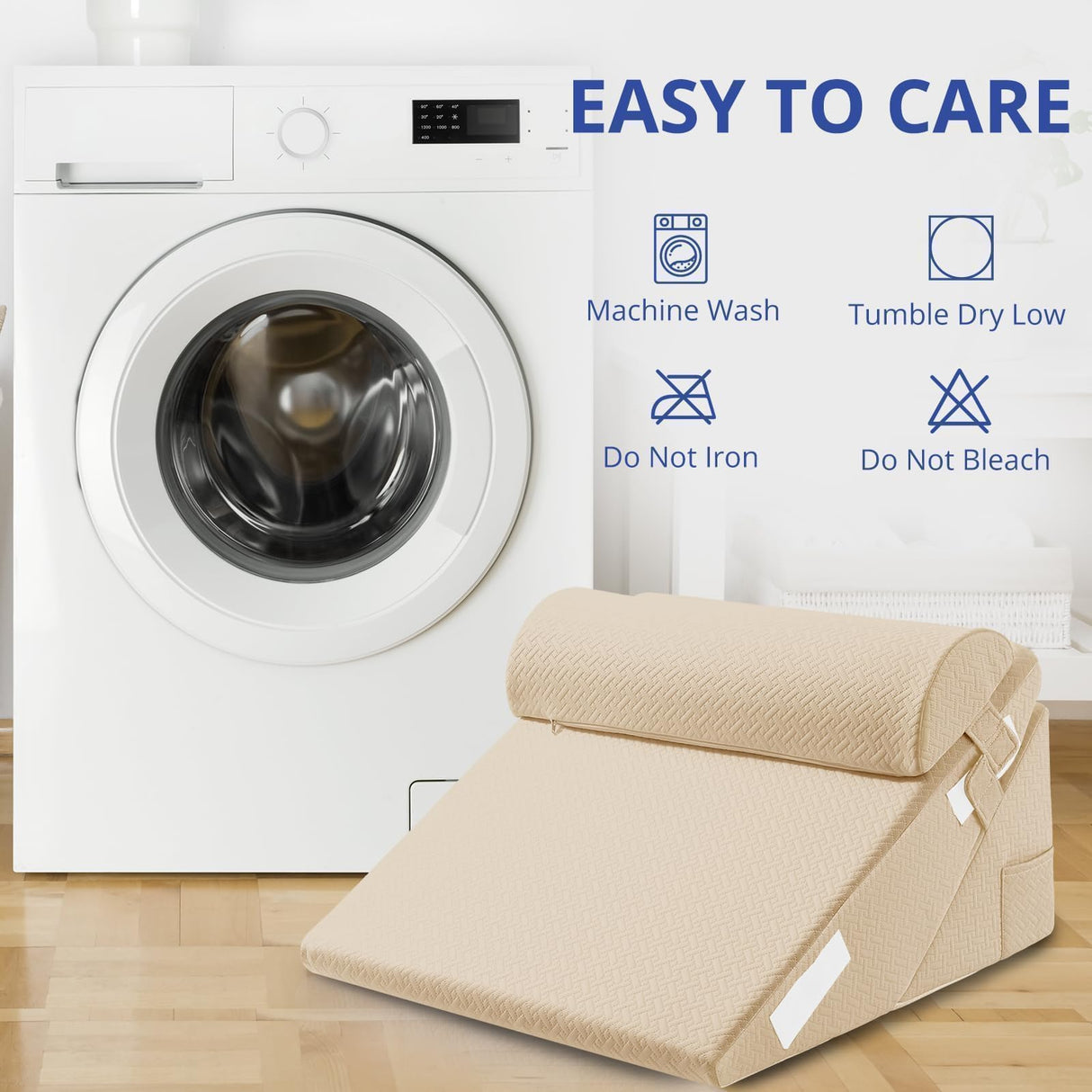 Sasttie Wedge Pillow Set for After Surgery, Adjustable Orthopedic Bed Wedge Pillow Set for After Surgery, Sleeping, Acid Reflux, Back Pain, and Recovery, Beige