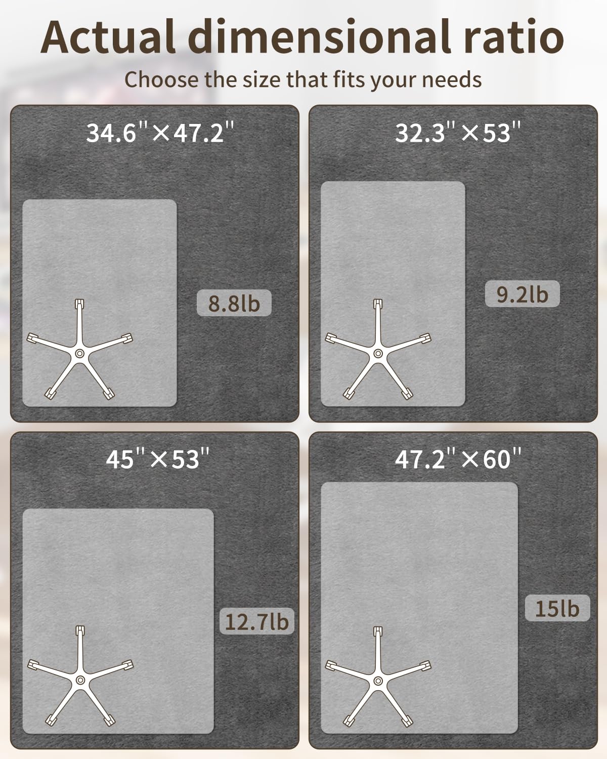 Blvornl Frosted Clear Chair Mat for High Pile Carpet and Hardwood Floor, 47.2"*60" Hard Material Chair Mat, Heavy Duty Computer Chair Mats for Rolling Chairs, Desk Floor Rug for Office and Home