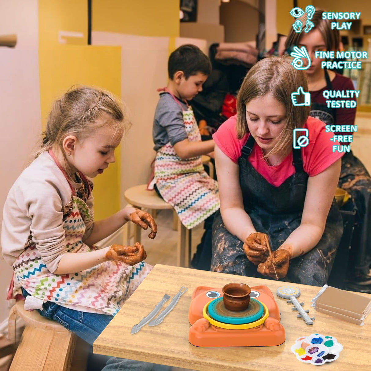 Aujazyble Pottery Wheel for Kids - Complete Pottery Painting Kit Art Supplies Arts and Crafts for Girls Boy Kids Toy, Birthday Halloween Christmas Gift for Kids Ages 6 7 8 9 10 11 12+, (Dog)