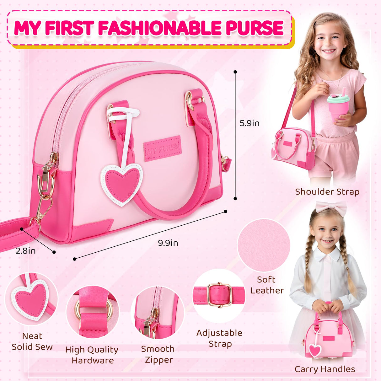 INNOCHEER Little Girls Purse, Kids Toy Purse with Pretend Makeup, Play Purse for Little Girls, Pretend Play Toddler Purse, Birthday Christmas Princess Gifts Toys for Girls 3 4 5 6 7 8 Year Old