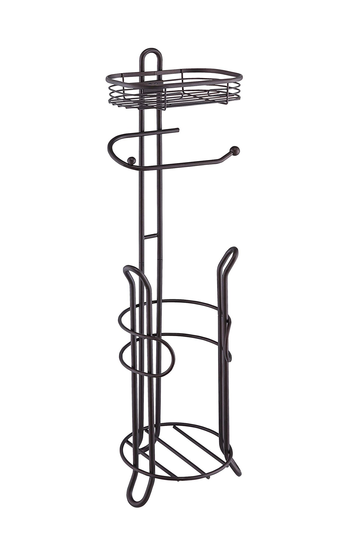 SunnyPoint Bathroom Heavyweight Toilet Tissue Paper Roll Storage Holder Stand with Reserve and Shelve, The Reserve Area Has Enough Space to Store Mega Rolls. (Bronze)