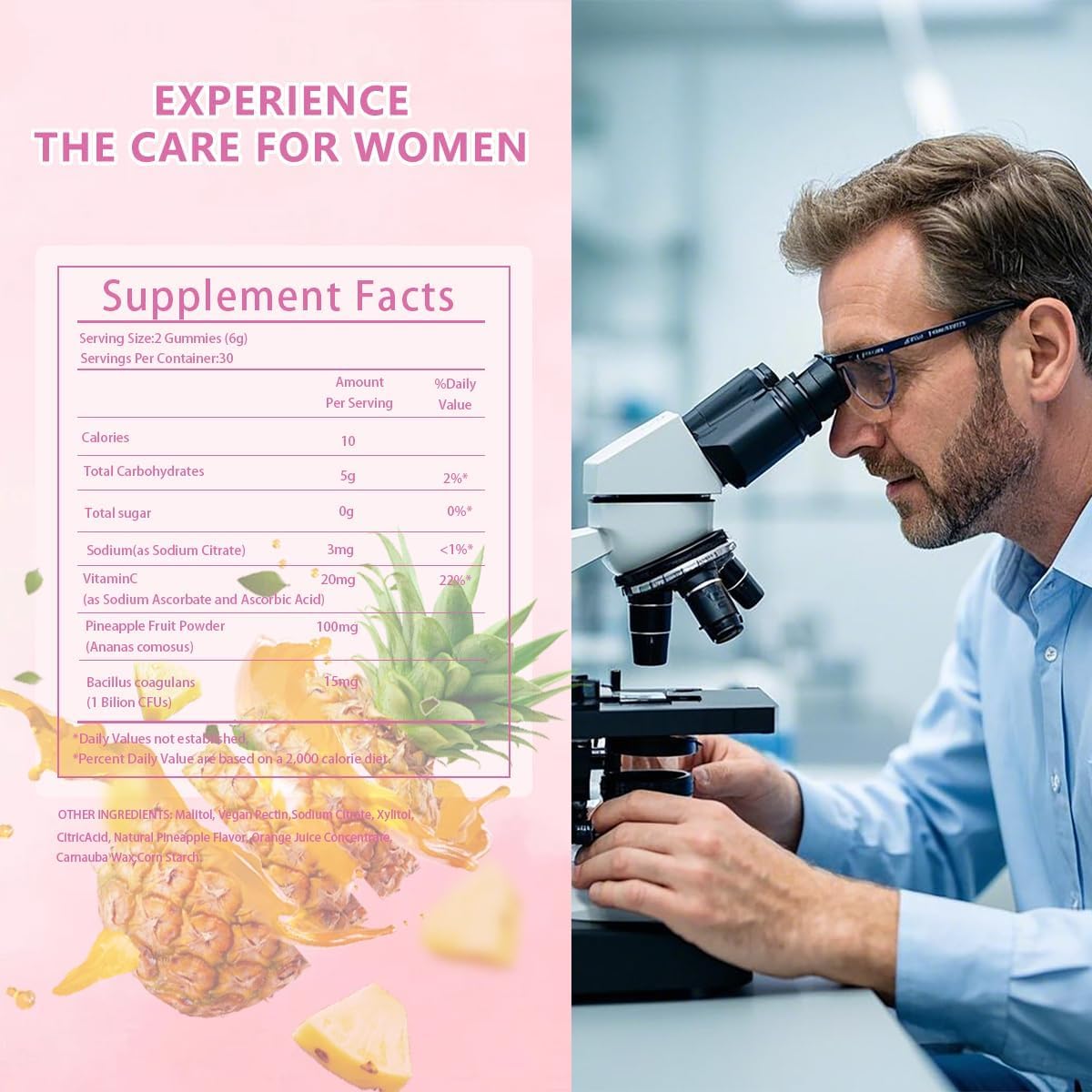 Vital Natural Feminine Balance Gummies for Women Health, Hawaiian Pineapple Flavor, Vegan, Gluten-Free ,Supports Women Vitality & Gut Health - 60 Gummies (2)