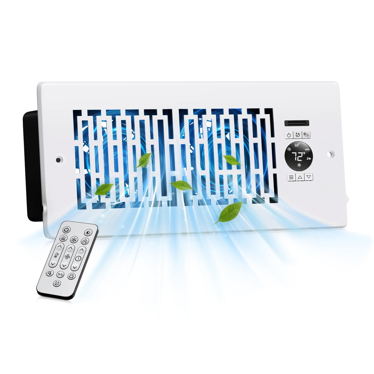 MOTCTQVD Smart Register Booster Fan for 4" x 10" Vents, Thermostat Control Improves Heating/Cooling, 10-Speed Quiet Vent Fan Booster with Remote Control for Floor or Wall Ducts