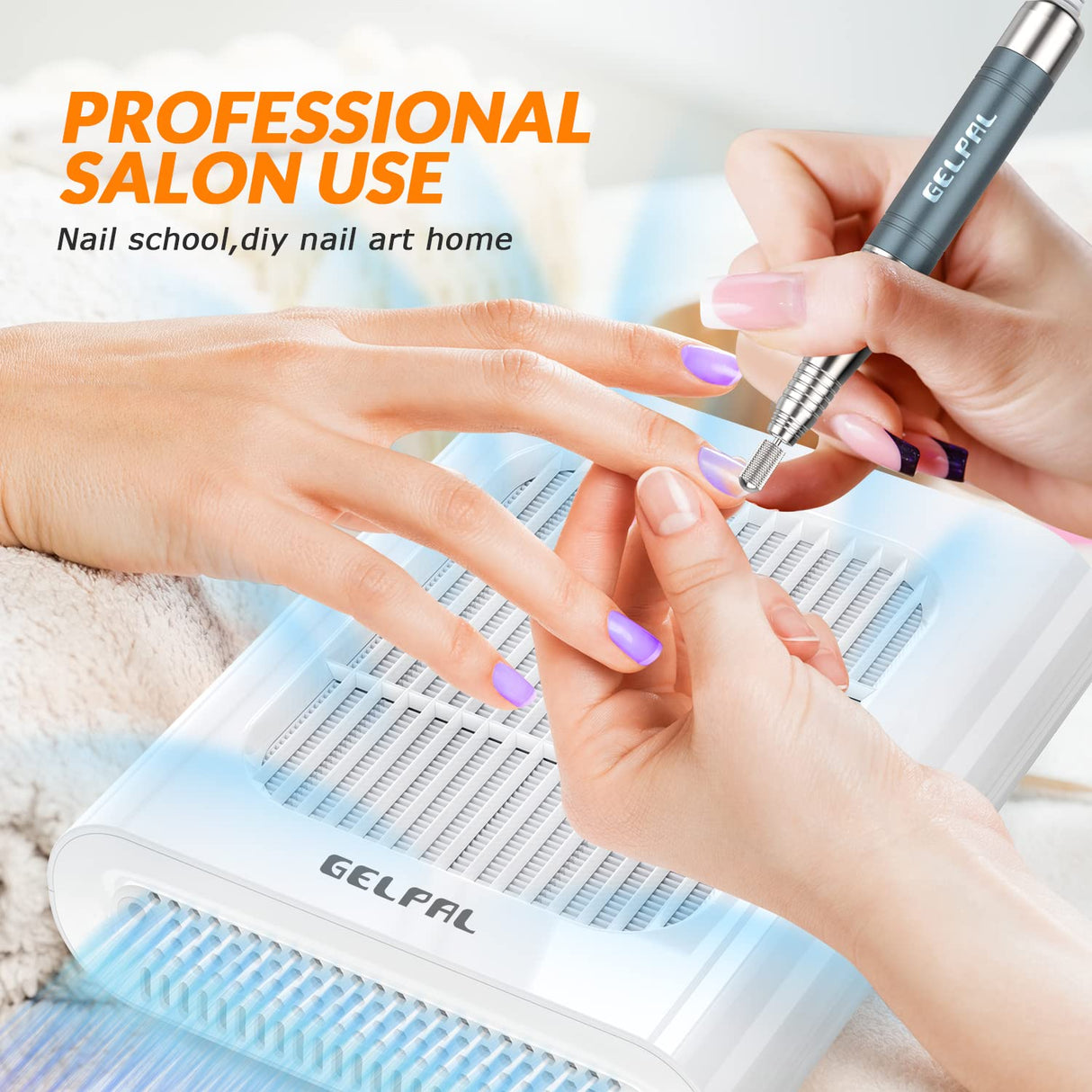 Gelpal Professional Nail Dust Collector, Adjustable Nail Dust Collector for Acrylic Nails , Electric Nail Vacuum Fan, Low Noise, Dust Collector for Nail Polishing &Salon.White.