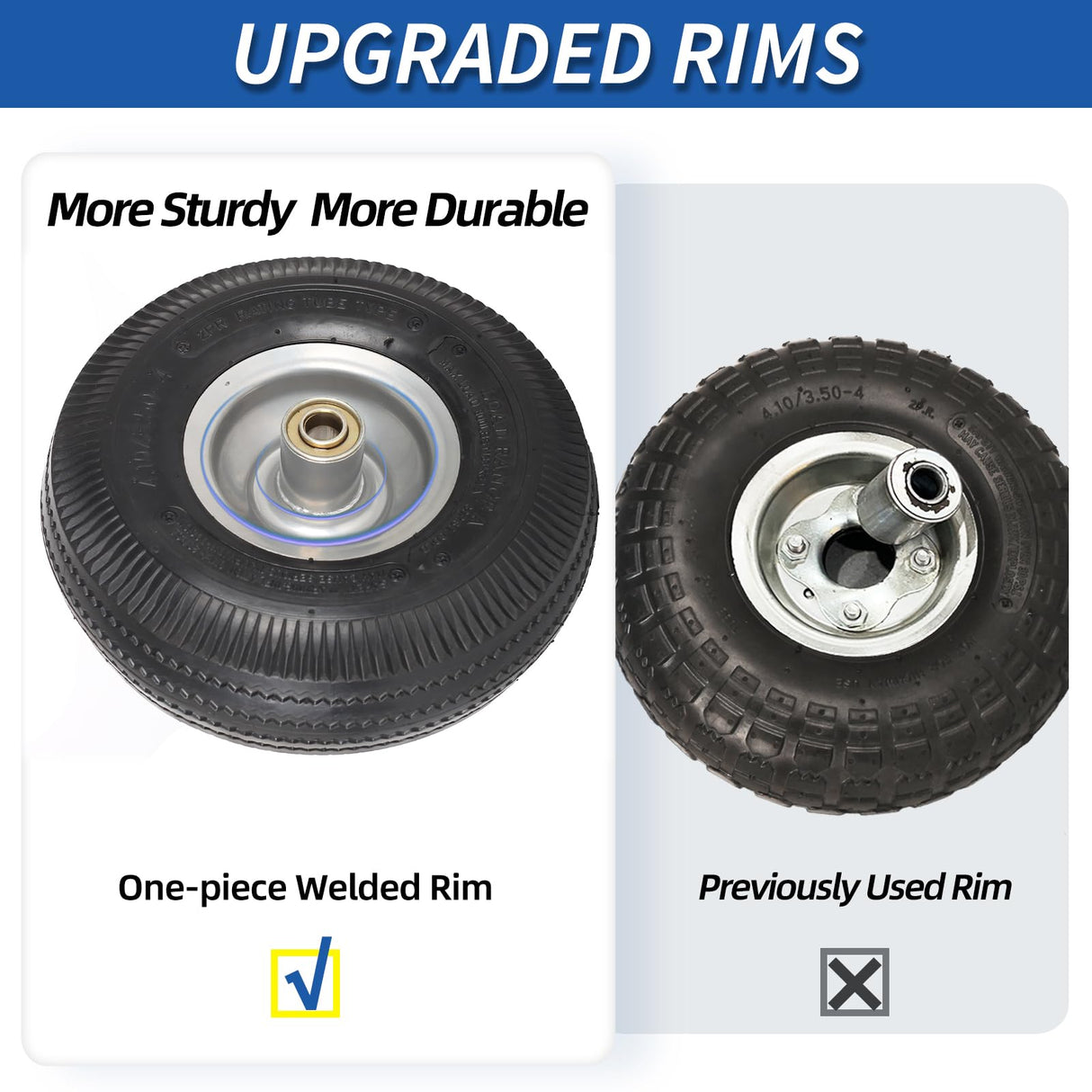 GICOOL 10" Tire and Wheel, 2 Pack, 4.10/3.50-4 Pneumatic Tire, with 2.25" Offset Hub, 5/8" Axle Bore Hole, Sealed Bearings for Hand Truck Trolley Dolly Garden Wagon Wheel Replacement