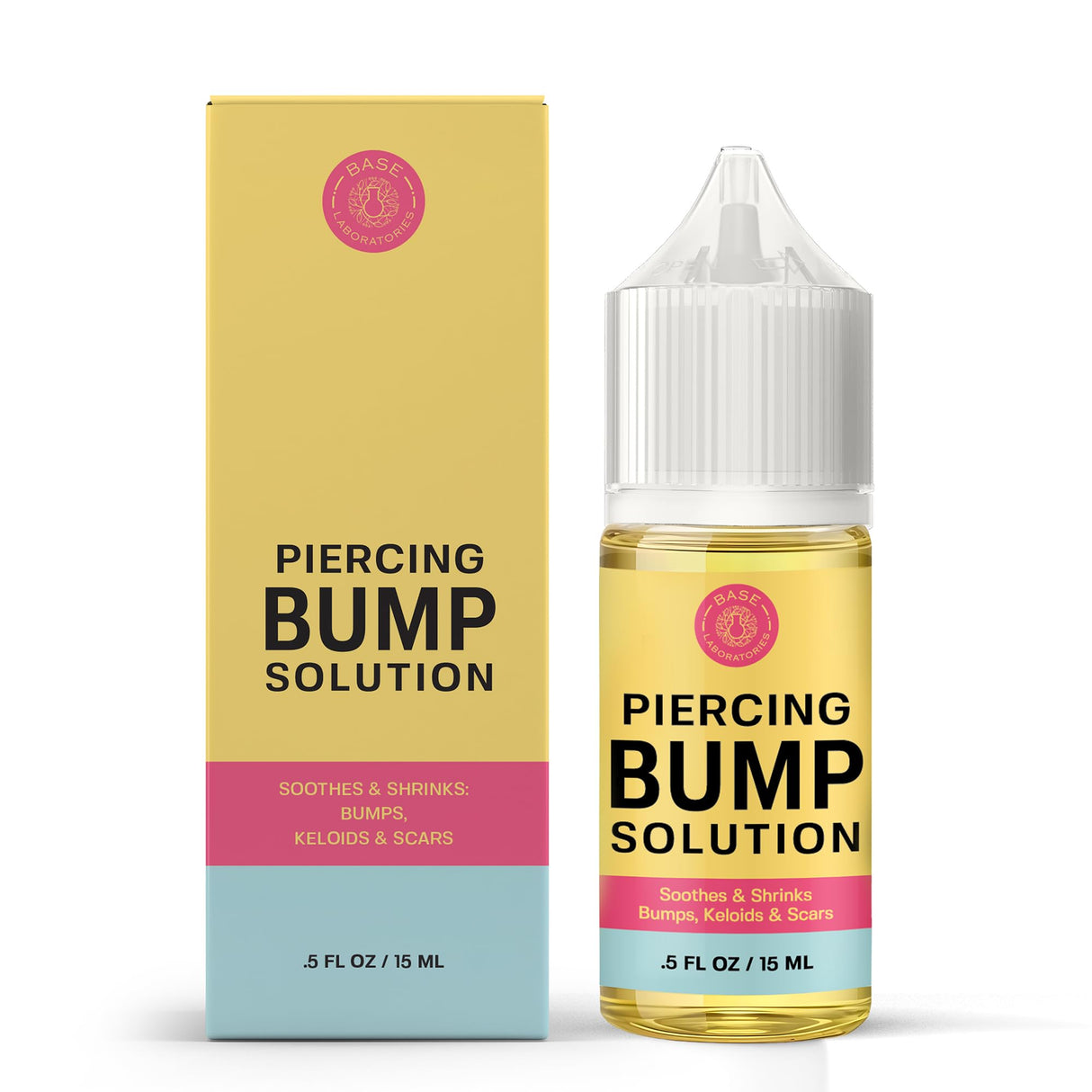 BASE LABORATORIES Piercing Aftercare Kit: Keloid & Piercing Bump Solution Oil(15ml) + Piercing Aftercare Spray (4oz) - for Keloid Bump Removal & Cleansing Soothing Piercings Before & After