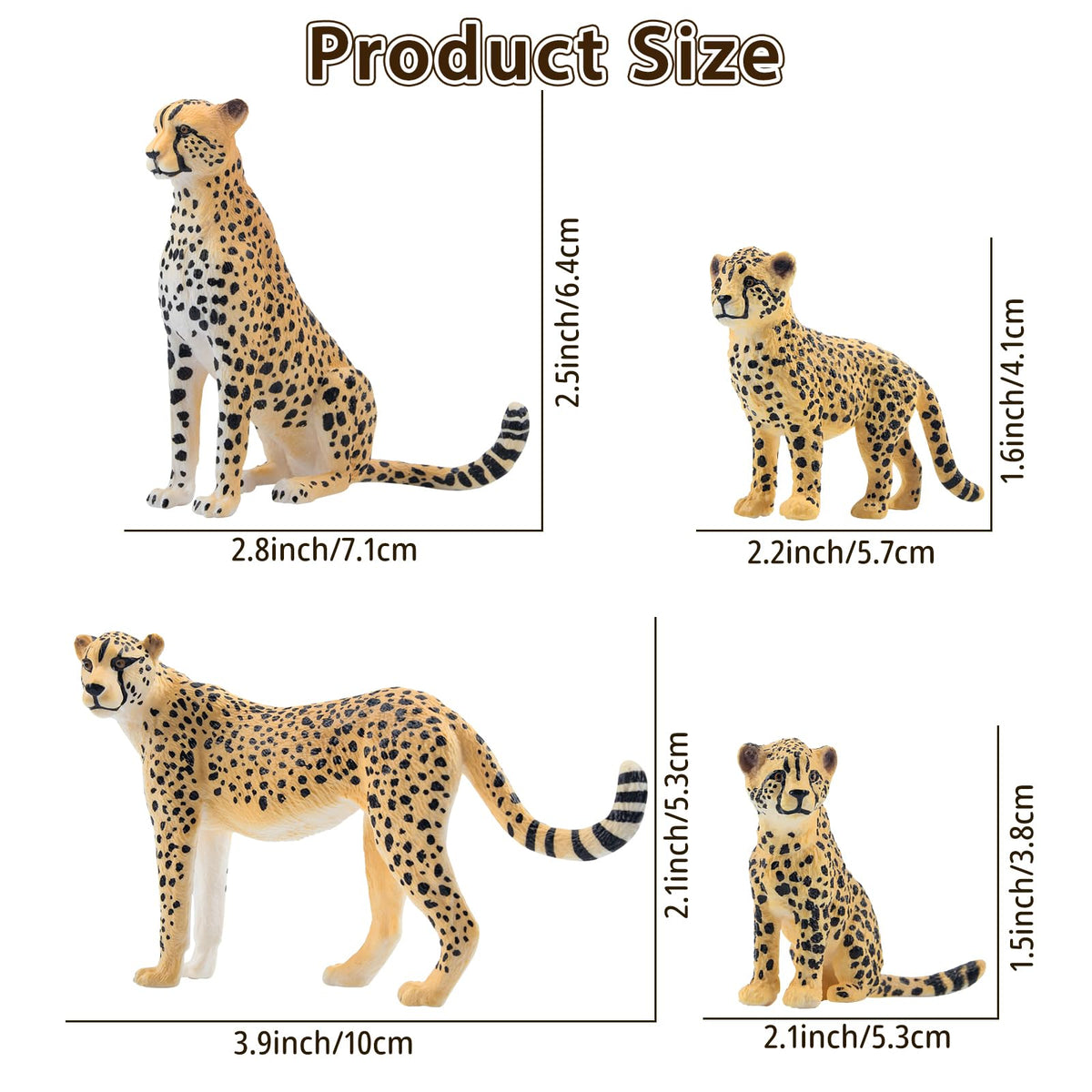 Toymany 8PCS Realistic Cheetah Figurines Toy, Cake Topper & Gift for Kids
