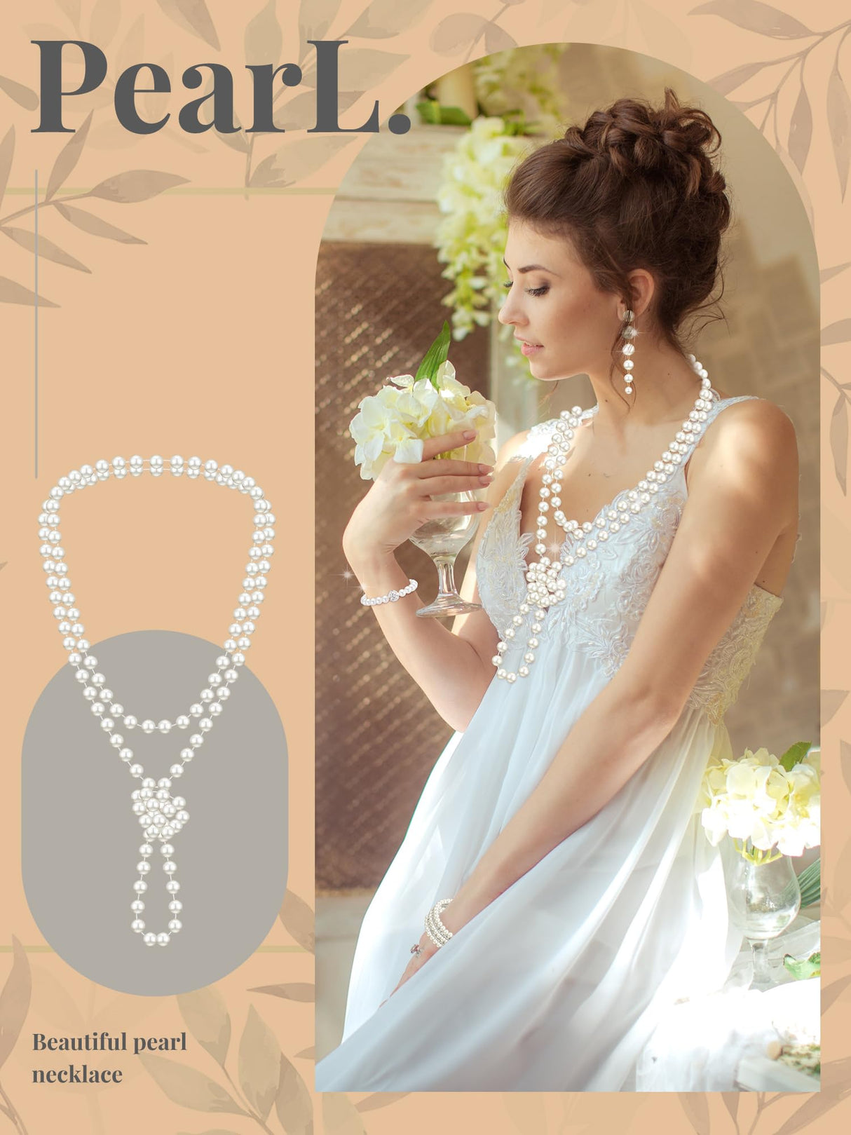 BBTO 8 Pcs Pearl Necklace Earring Set Women Wedding Jewelry,Vintage Style