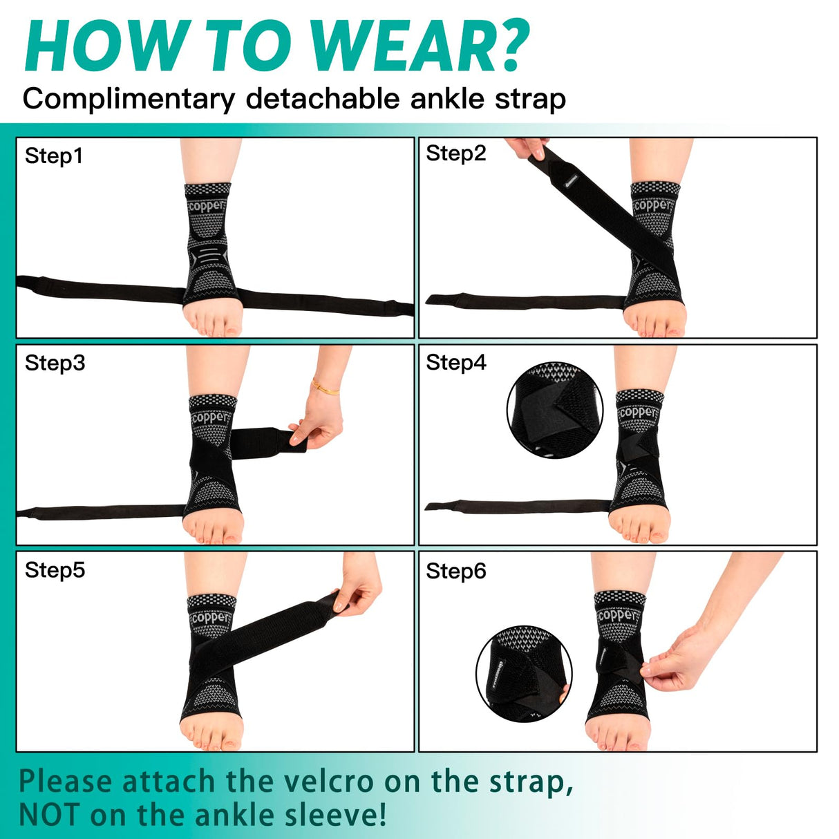 INDEEMAX Ankle Brace for Sprained Ankle Compression Sleeve, Copper Infused Ankle Support Brace for Women & Men, Plantar Fasciitis Relief Achilles Tendonitis, Sports Running, Silver Black, L