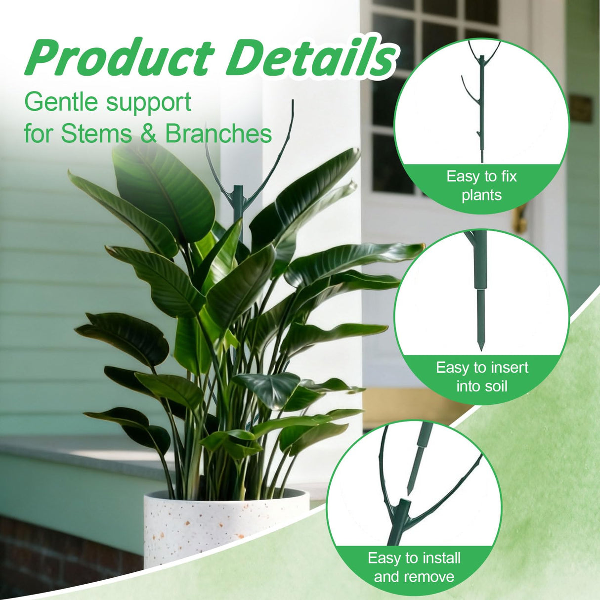 MXCOIRTP 10 Pack Stackable Plant Support Stakes & Adjustable Circular Trellis, Garden Trellis for Climbing Plants Indoor and Outdoor Use, Garden Accessories for Monstera, Pothos, Tomato