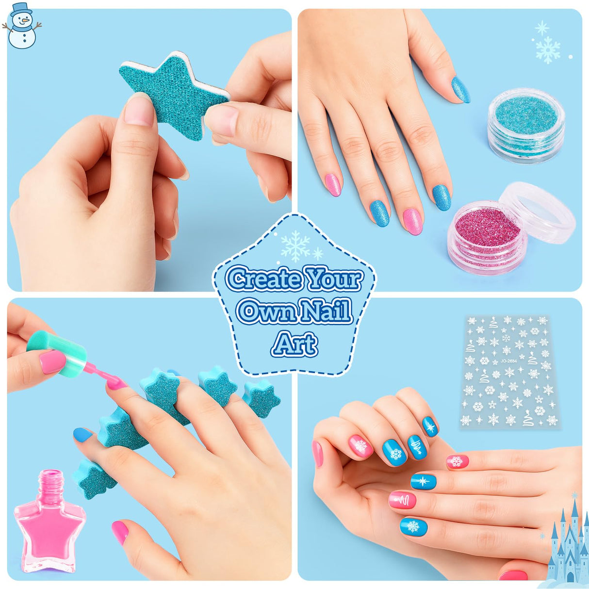 Hohosunlar Kids Makeup Set for Girls Toys, 34Pcs Washable Princess Frozen Make Up Kit w/ Dress Up Accessories, Christmas Birthday Princess Gifts Toys for Girls Kids Toddlers Age 3 4 5 6 7 8 9 10 11 12