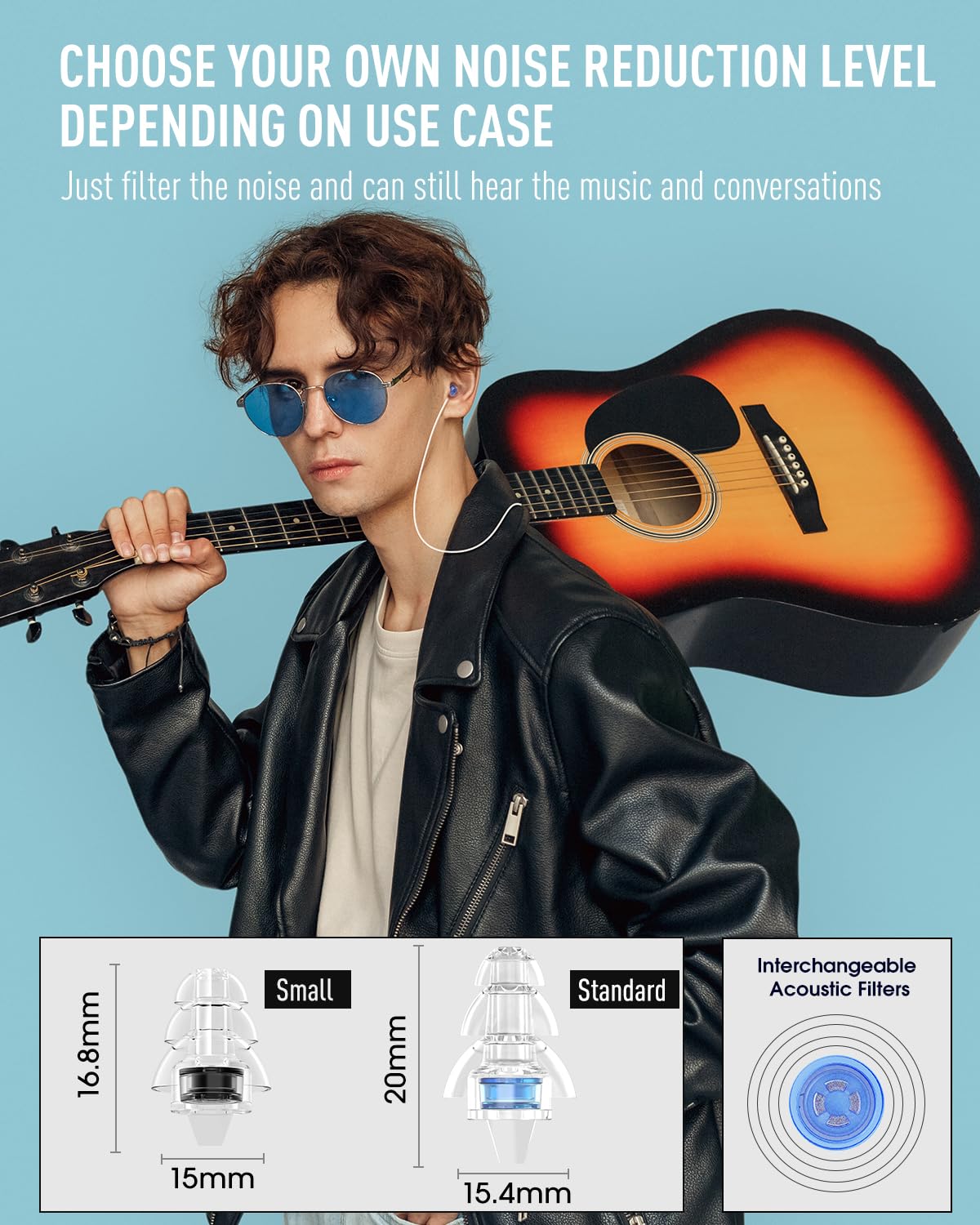 Hearprotek Concert Ear Plugs, 2Pairs Reusable high Fidelity Musician Ear Plugs for Concerts Loud Music-Noise Reduction Ear Protection earplugs for Rave,Festival,Music,Tinnitus Relief