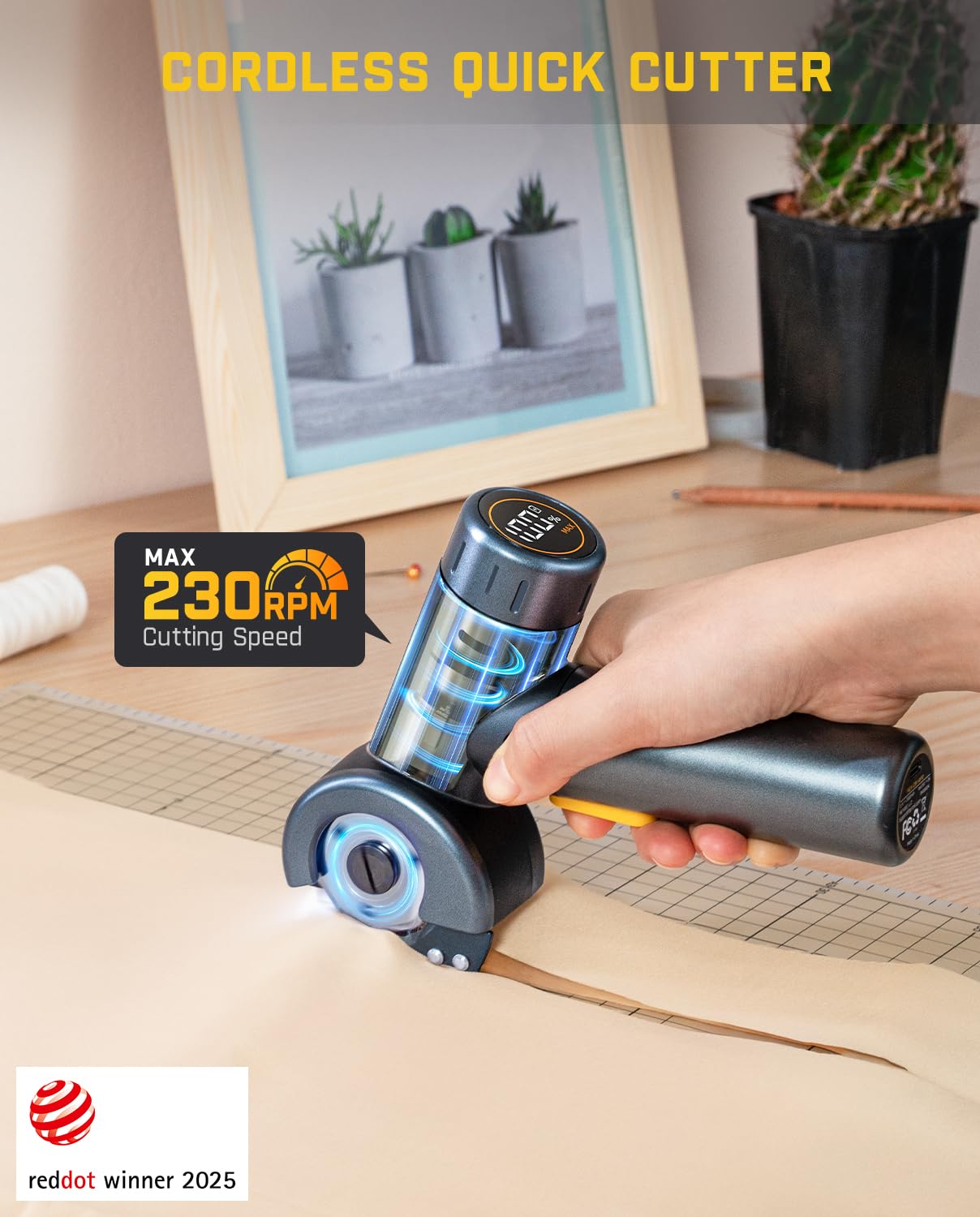 Fanttik C8 Nano 3.7V Cordless Electric Scissors with LED Display, Rechargeable Cardboard Cutter with 2 Blades, EasySwap Blade Change, LED Light, for Thin Cardboard Carpet Leather - Black