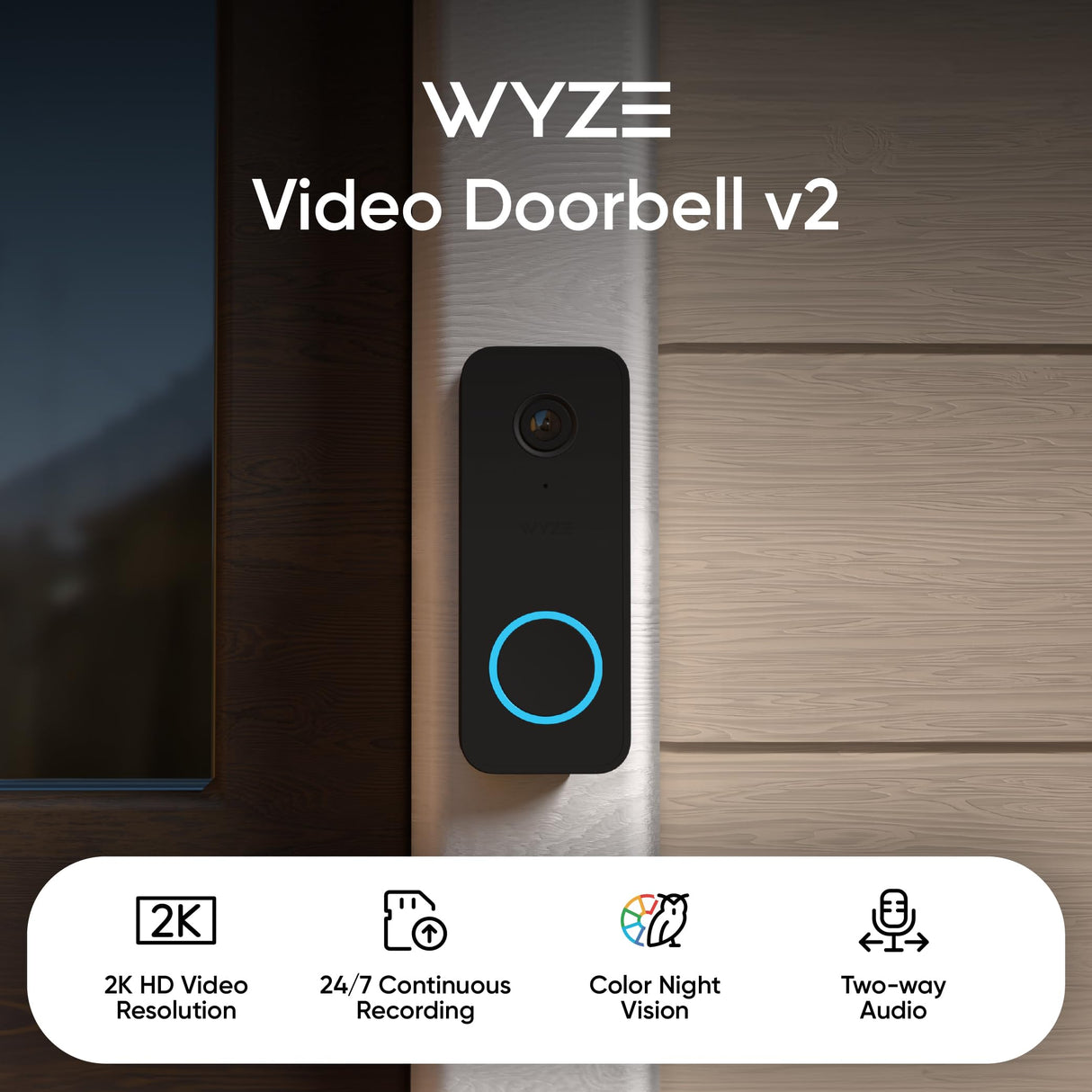 WYZE Video DOORBELL V2 Security Camera - Black