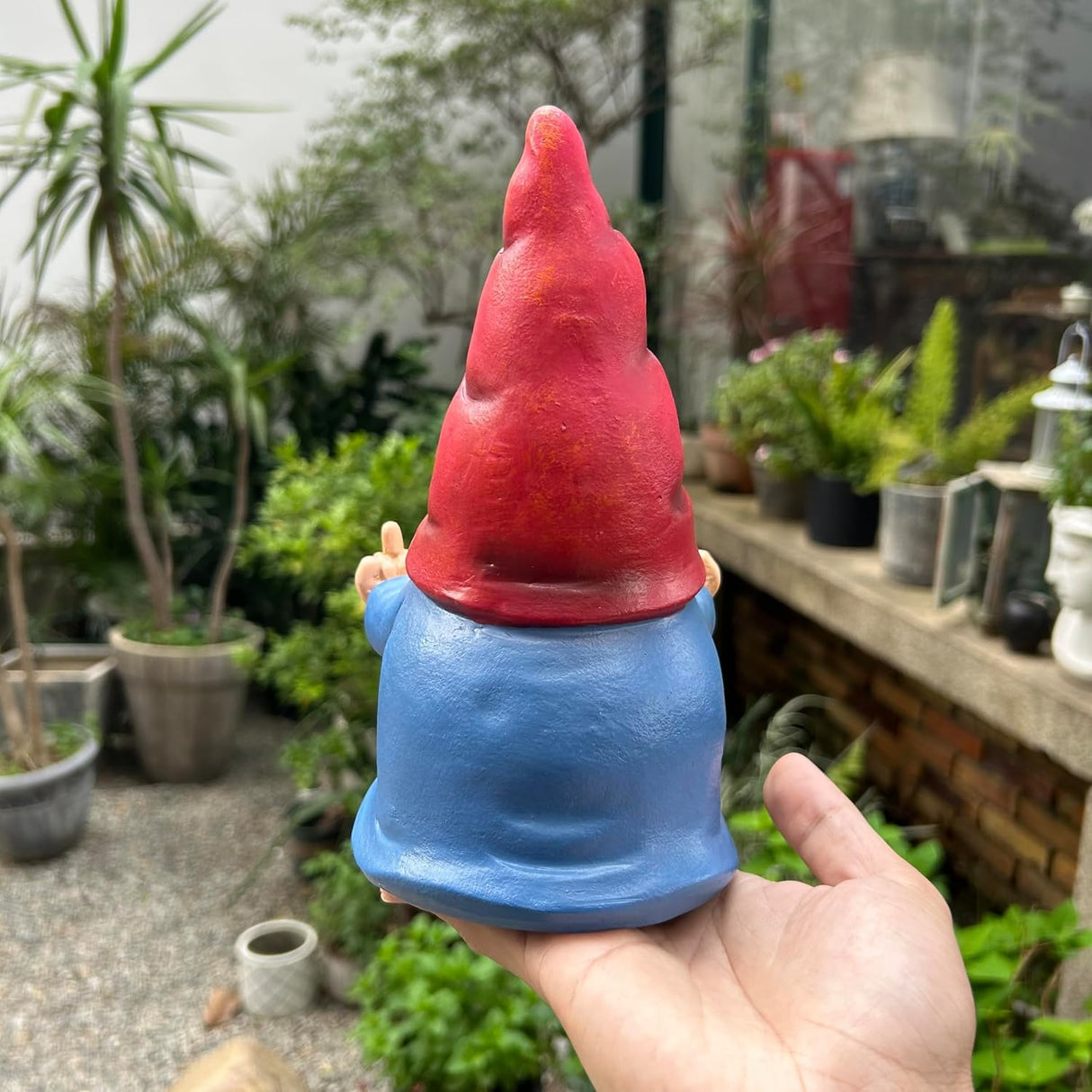 Middle Finger Gnome Statue 7.8in, Naughty Garden Gnome Statue Decoration and Lawn Ornament - Funny Garden Gnomes for Outdoor or Home Decor