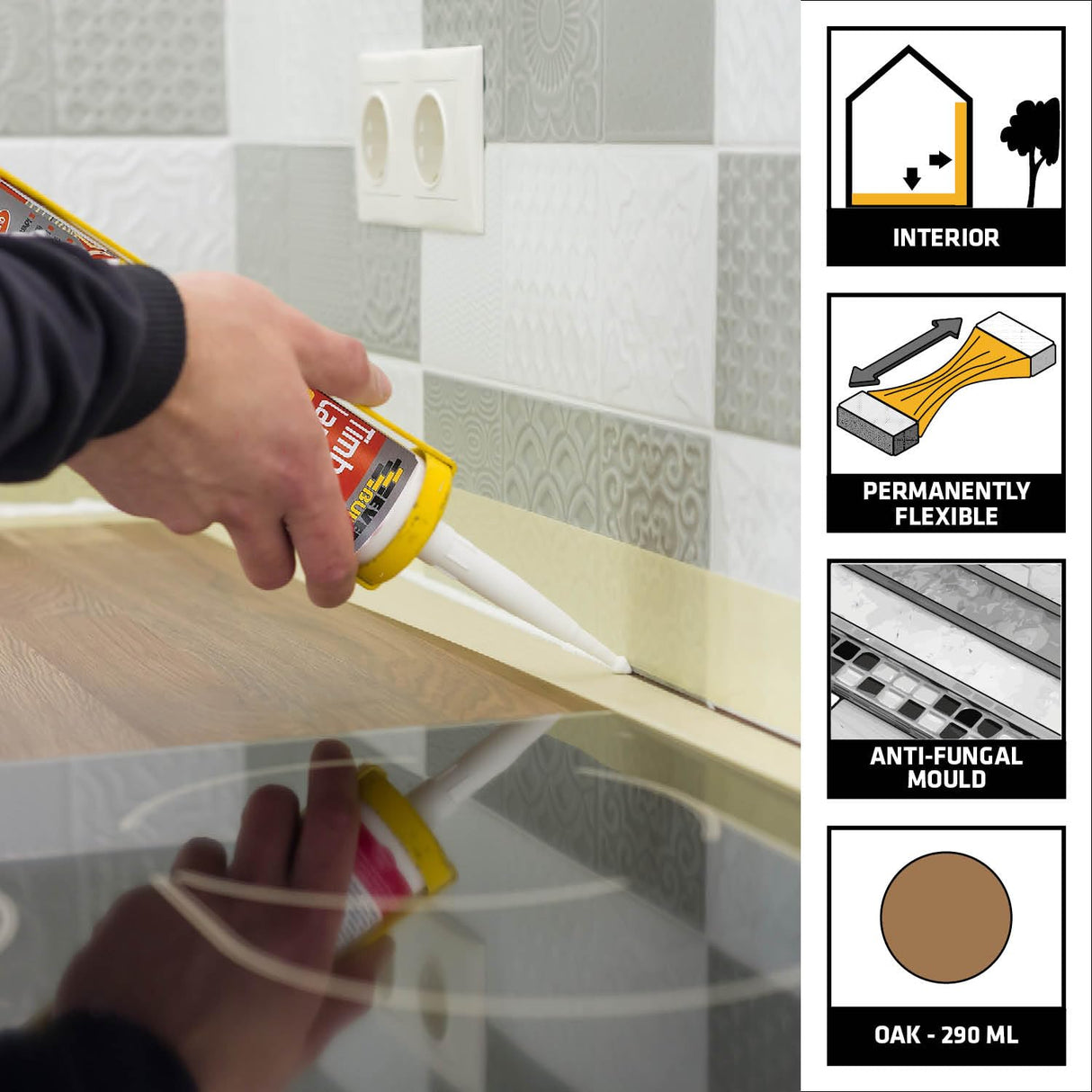 Everbuild EVBTIMBOAK Timber and Laminate Sealant Oak C3, Set of 1